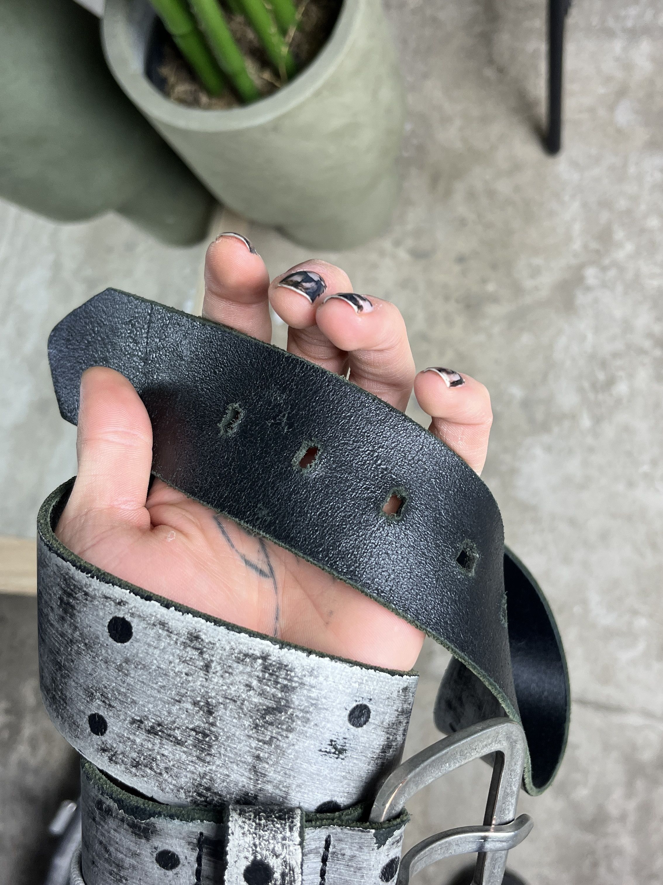 Other GREY PERFORATED LEATHER BELT - № 4522 Size ONE SIZE - 5 Thumbnail