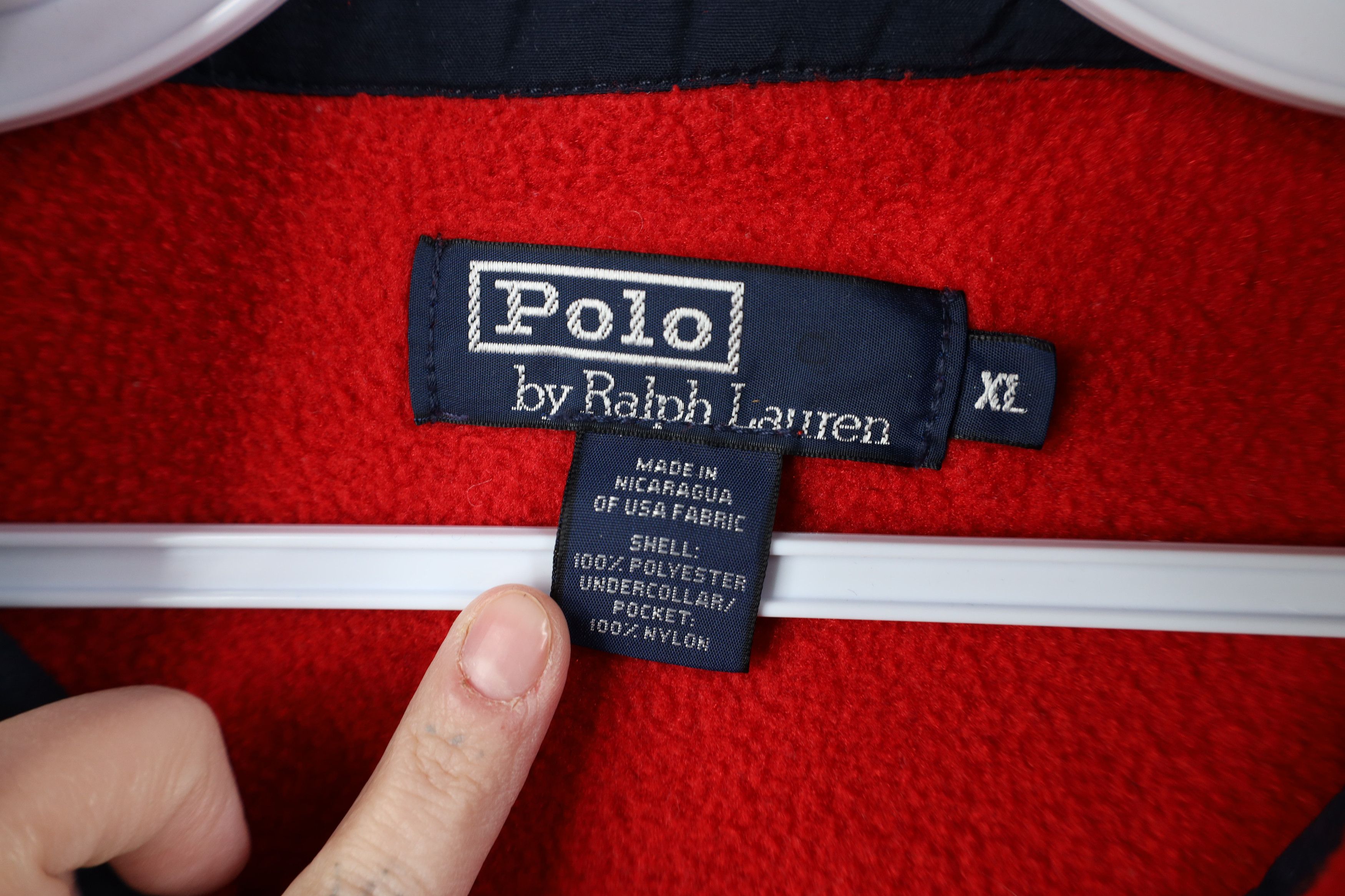 Ralph Lauren Vintage 90s Ralph Lauren Fleece Full Zip Bomber Jacket Red Size US XL / EU 56 / 4 - 8 Thumbnail