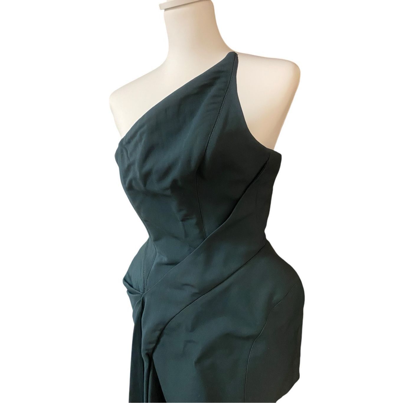 MUGLER Strapless Mini Dress in Dark Green Size 36 Small 2-4