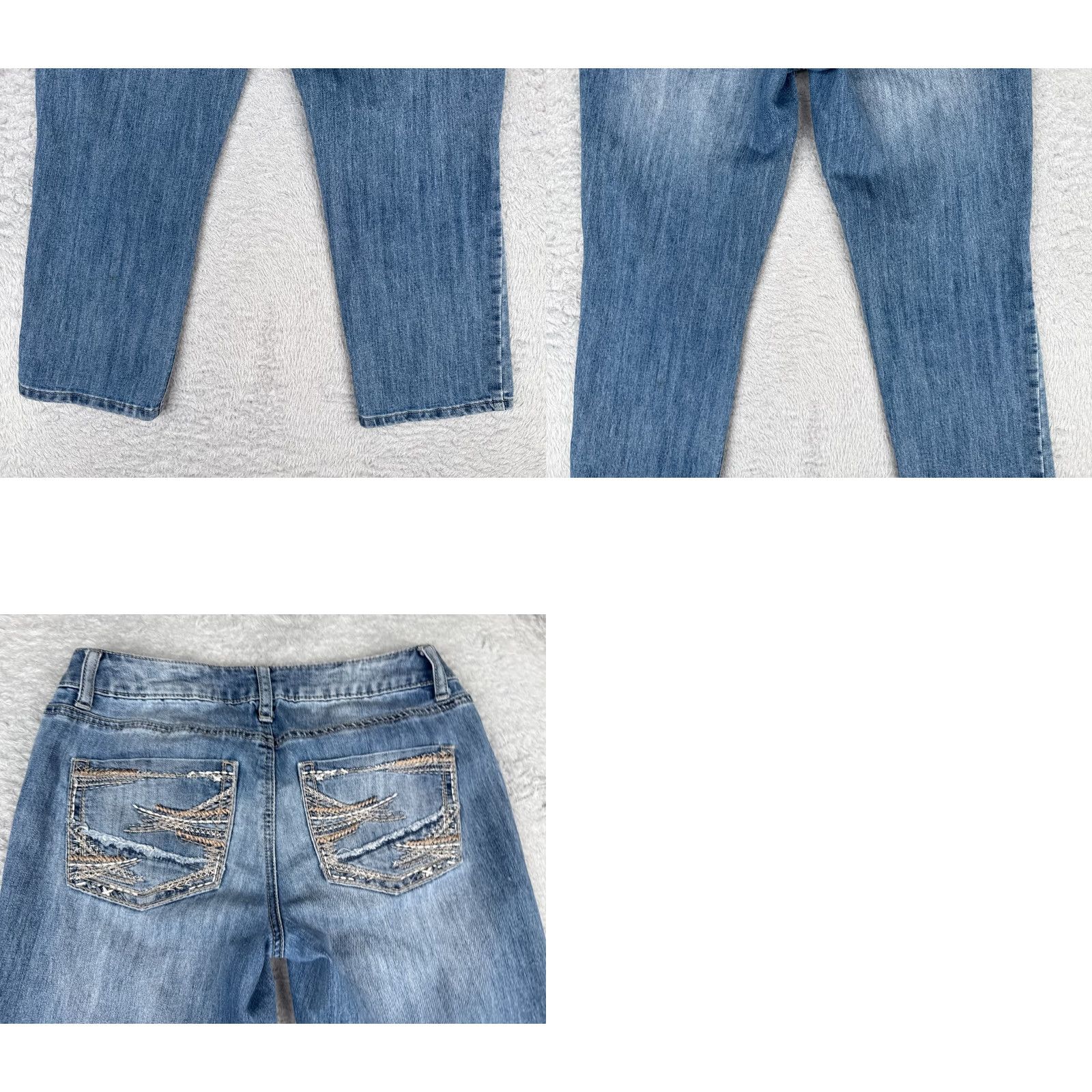 Vintage Maurices Jeans Womens Capri Cotton Blue Denim 2 29x23 Low Embroidered 5-Pocket Distressed Comfort Stretch Size 26" / US 2 / IT 38 - 10 Thumbnail