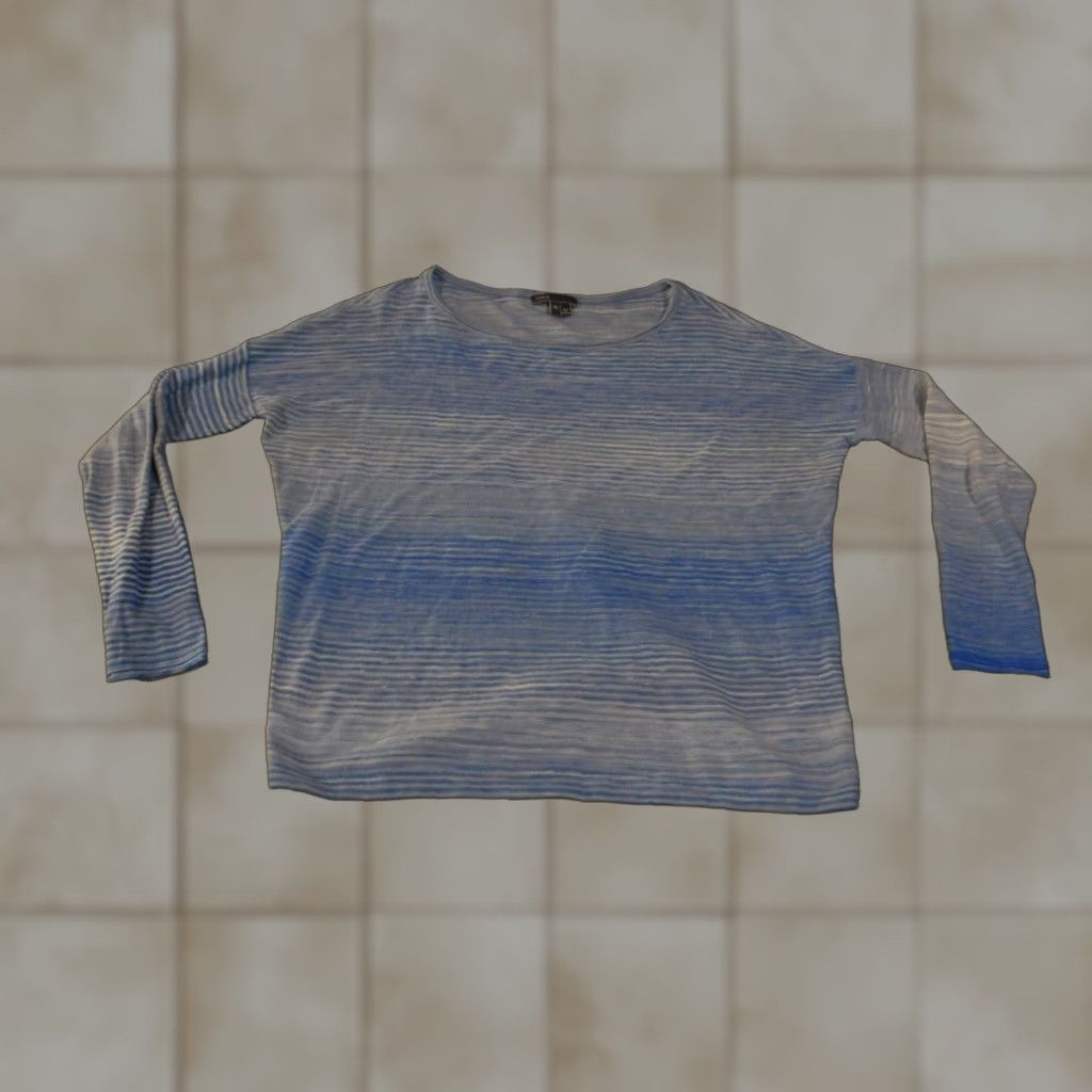 Vince Vince Sweater Womens XS Blue White Striped Lightweight Long Sleeve Crew Neck Top Size XS / US 0-2 / IT 36-38 - 1 Thumbnail