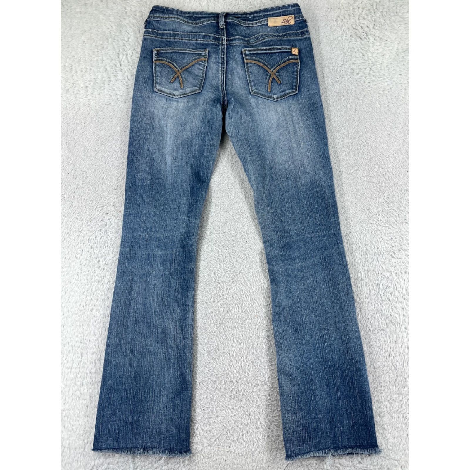 Vintage Lola Jeans Jeans Womens 26 Blue Denim Bootcut Adele KCB Low Rise Raw Hem Distressed 5-Pocket Style Cowboy Southwestern Designer Mens? Size 26" / US 2 / IT 38 - 2 Thumbnail