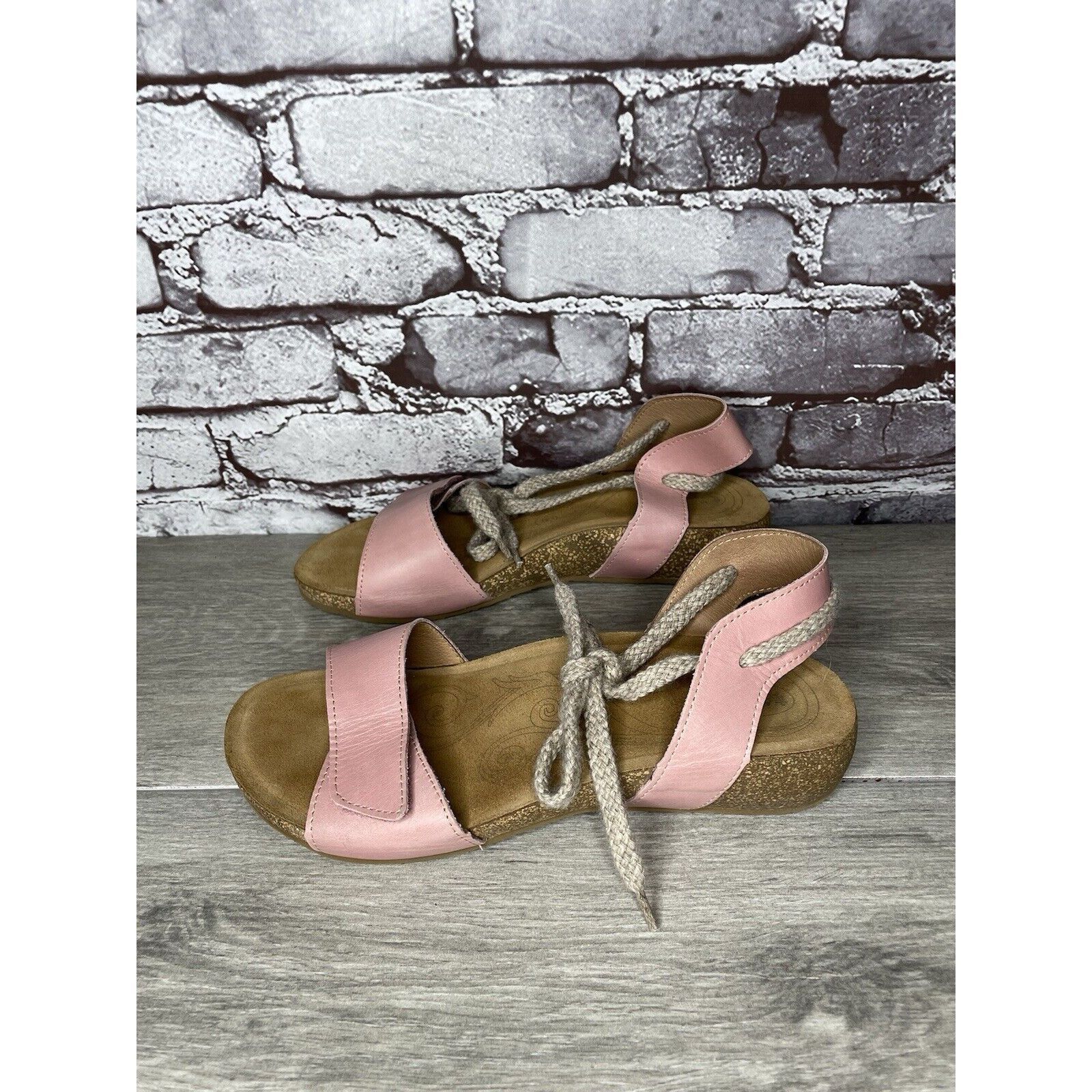 Other TAOS Pink Leather Ankle Lace Strap Cork Wedge Sandals Women Size US 9.5 / IT 39.5 - 17 Thumbnail
