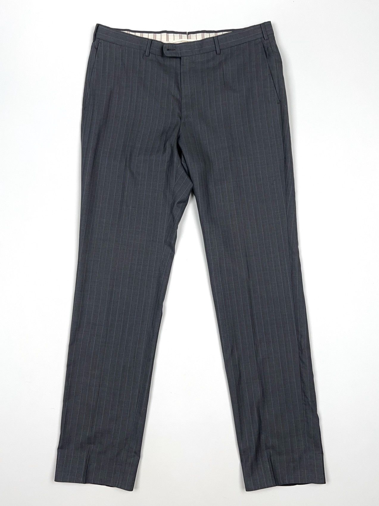 Ermenegildo Zegna Ermenegildo Zegna Su Misura Stripped Suit Wool Silk Size 46L - 17 Thumbnail
