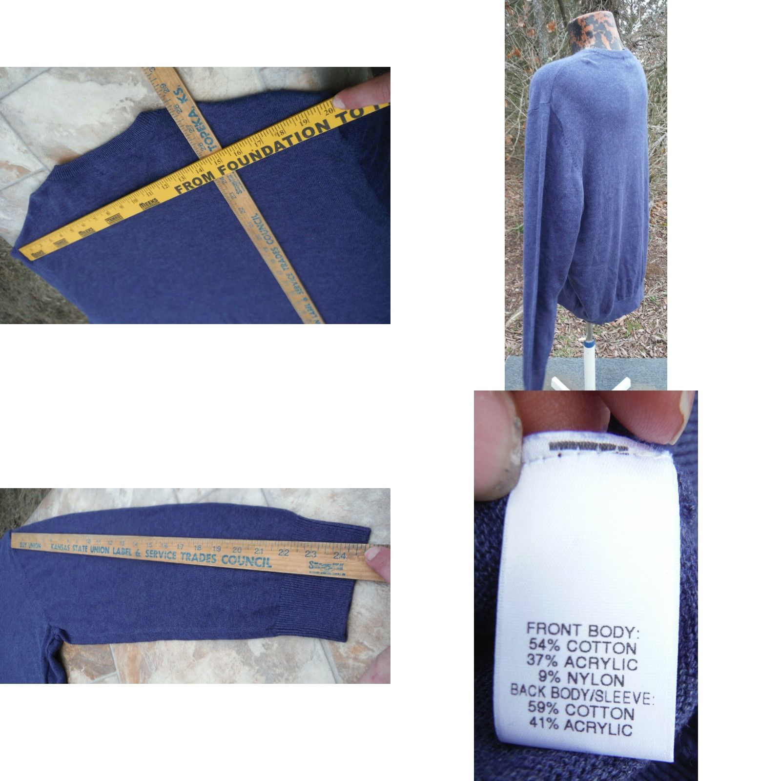 Roundtree & Yorke ROUND TREE & YORKE Men's Sweater XL Blue Cotton Acrylic Long Sleeve Crewneck Size US XL / EU 56 / 4 - 8 Thumbnail