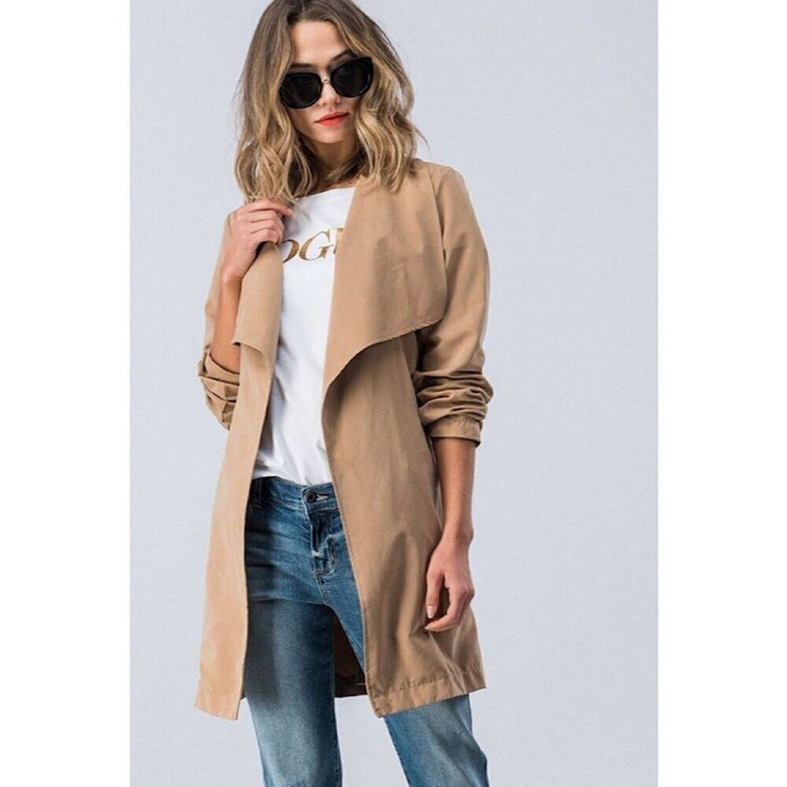 Other • A116 • (L) NWT Oversize Collar Belted Trench Light Jacket Size L / US 10 / IT 46 - 1 Thumbnail