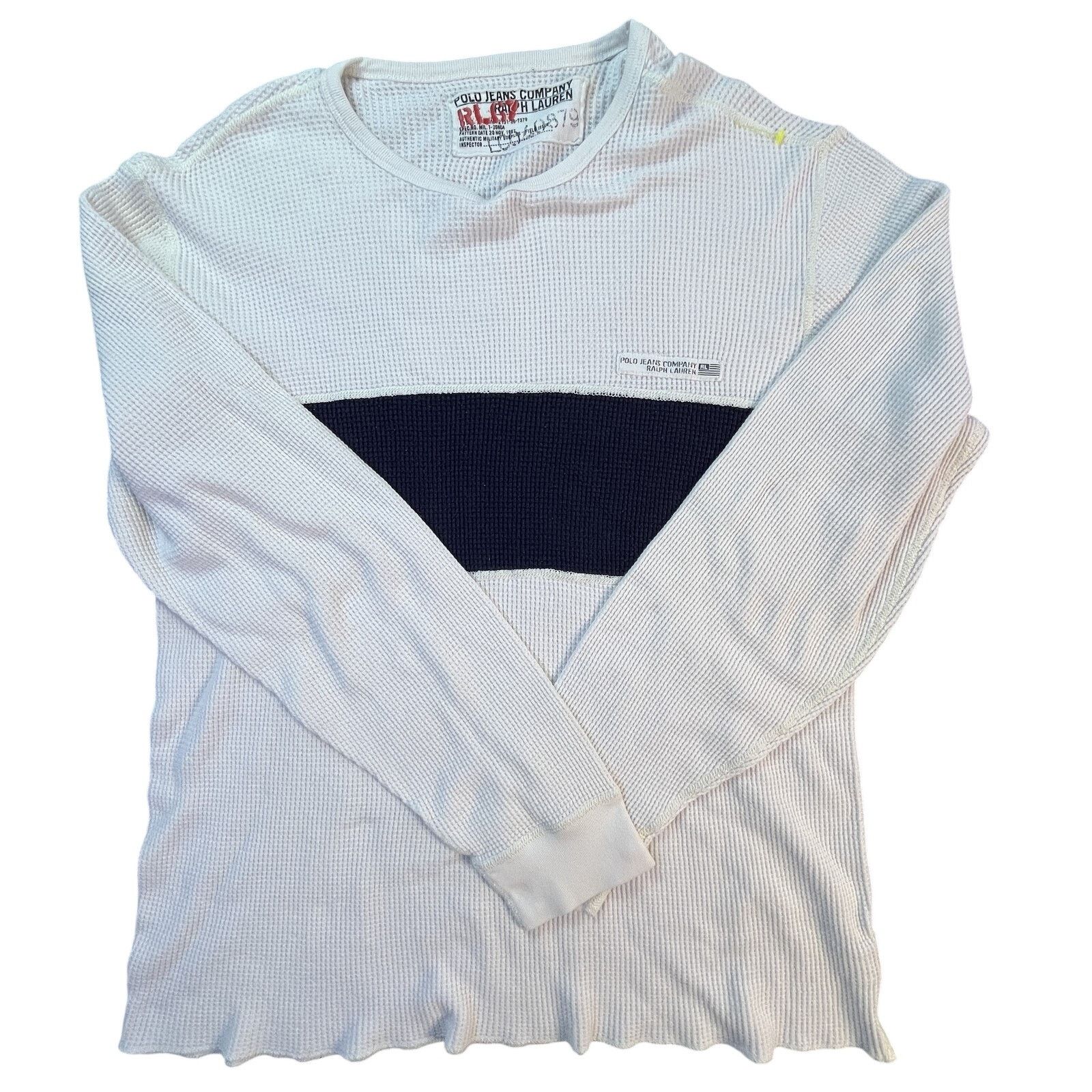 Polo Ralph Lauren Vintage 90s Polo Jeans Co. RL-67 "USA" Waffle Knit Thermal Size US L / EU 52-54 / 3 - 1 Thumbnail