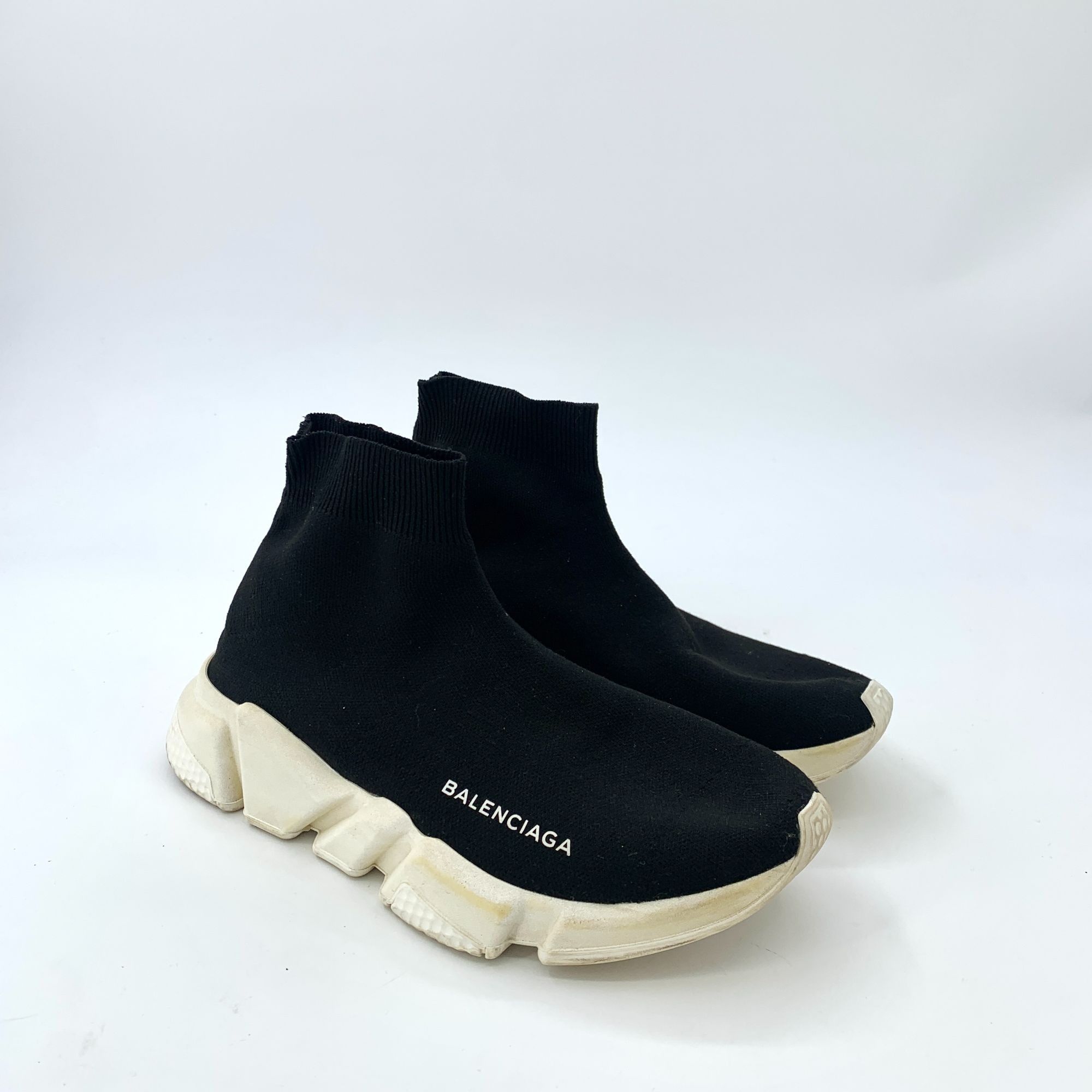 Balenciaga Balenciaga Black Logo Letter Print Chunky Sock Sneakers (Siz Size US 7 / IT 37 - 6 Thumbnail