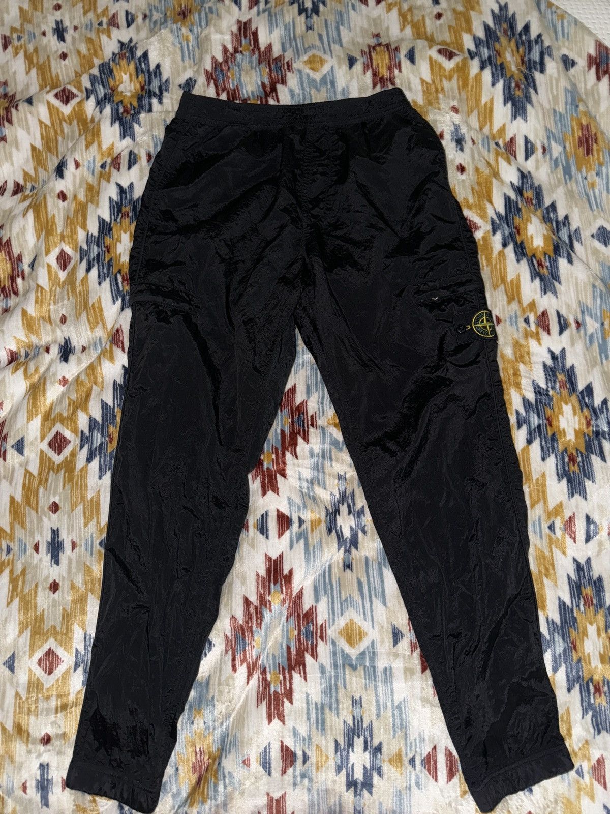 image of Stone Island Econyl Nylon Metal Regular Track Pants in Black, Men's (Size 32)