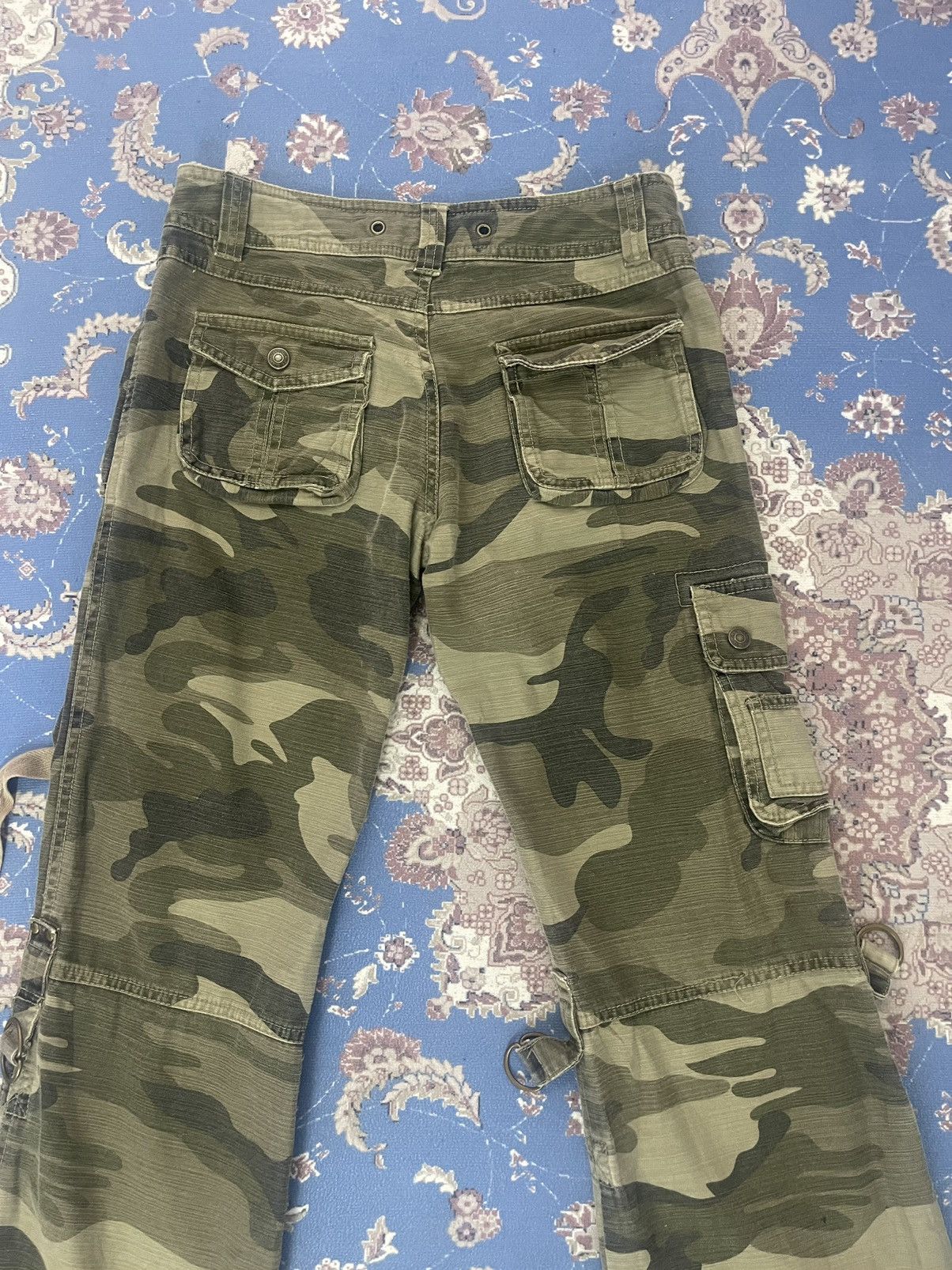 If Six Was Nine × Japanese Brand 🌞SUMMER SALE❌CAMOUFLAGE BONDAGE FLARE CARGO PANTS LGB Size US 28 / EU 44 - 5 Thumbnail