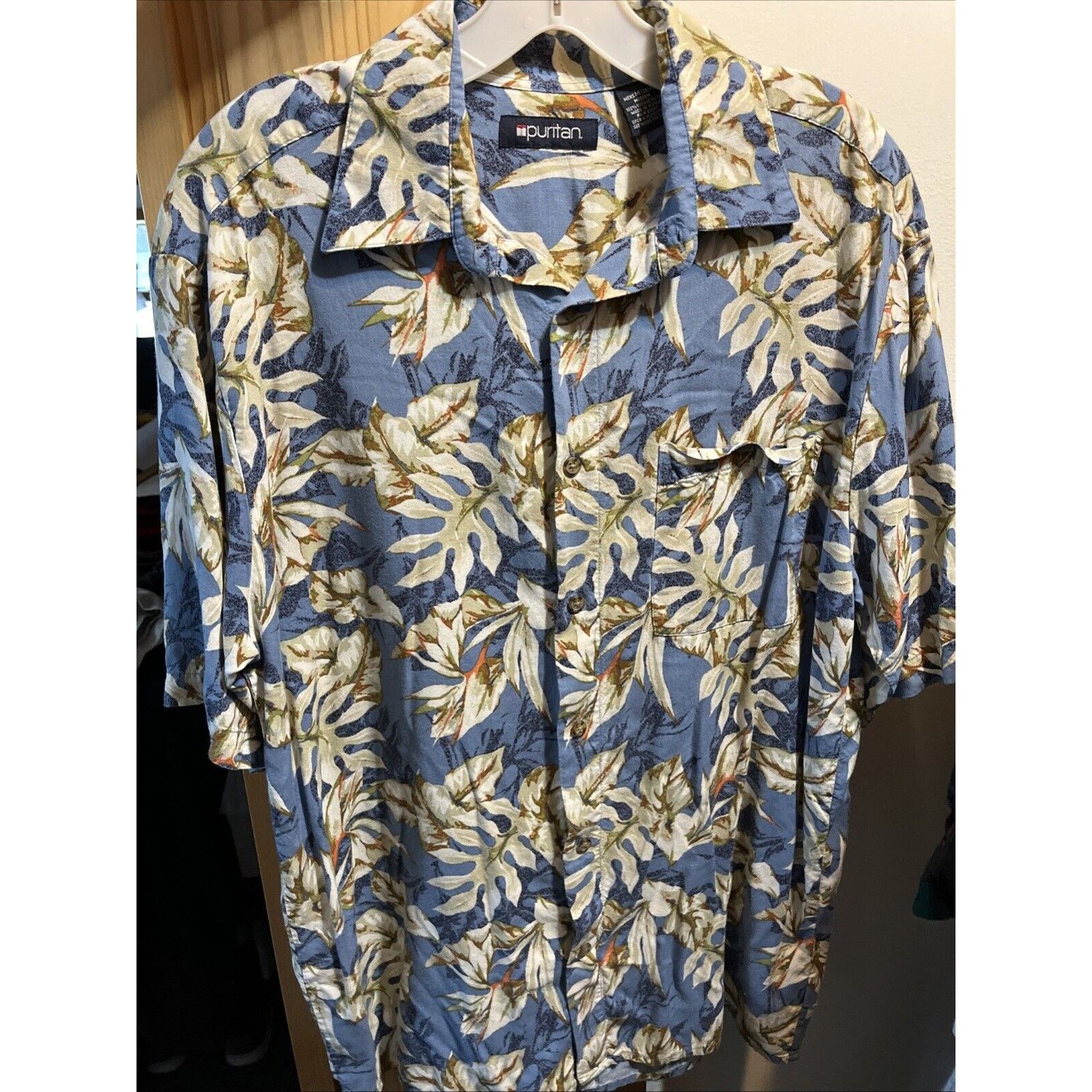 Puritan Puritan Hawaiian Shirt Size M Men's Blue SS Floral Viscose Size US M / EU 48-50 / 2 - 11 Thumbnail