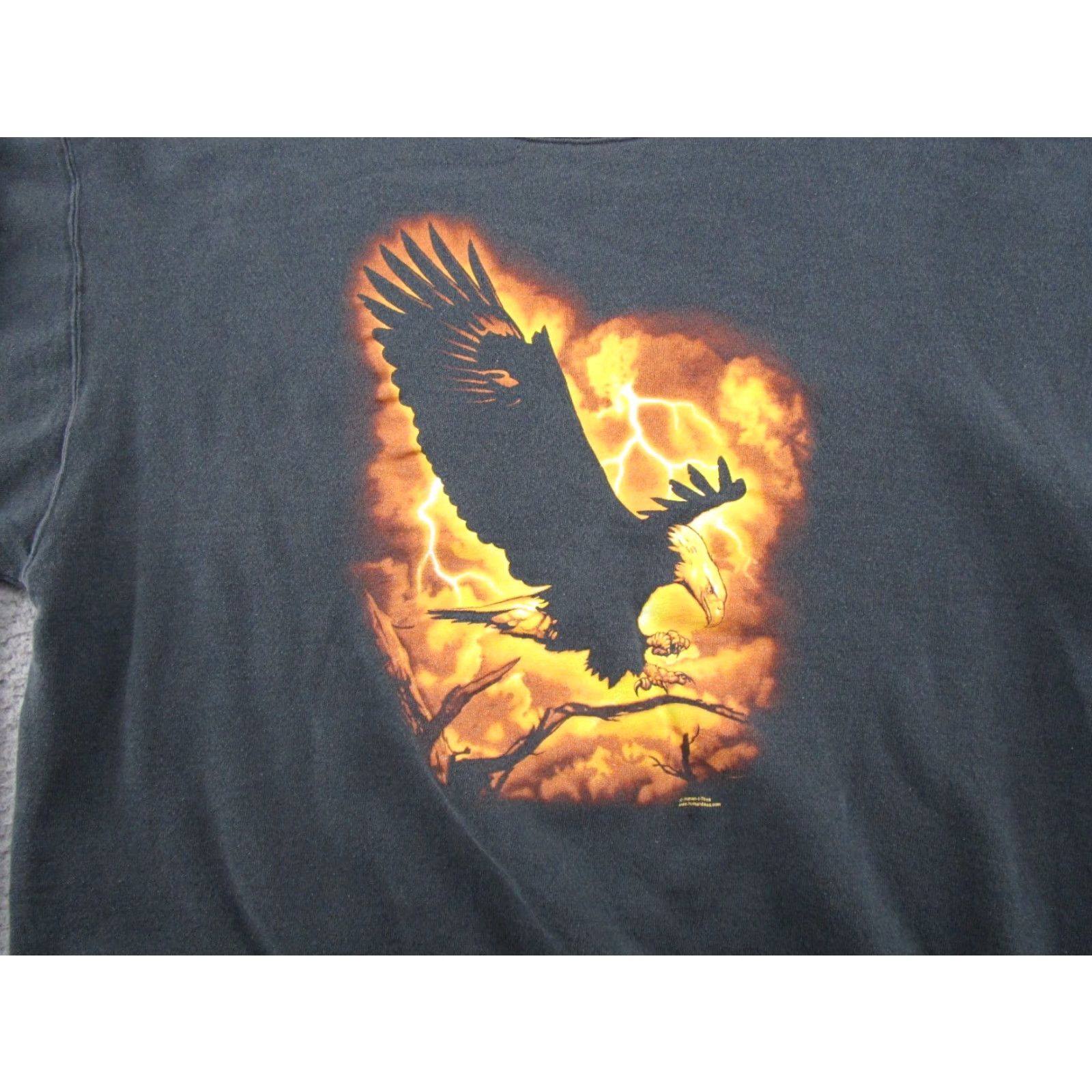 Vintage VINTAGE Human-i-Tees Bald Eagle Lightning Crewneck Sweatshirt Mens XL Black 90s Graphic Print Sweatshirt Mens XL Faded Size US XL / EU 56 / 4 - 2 Thumbnail