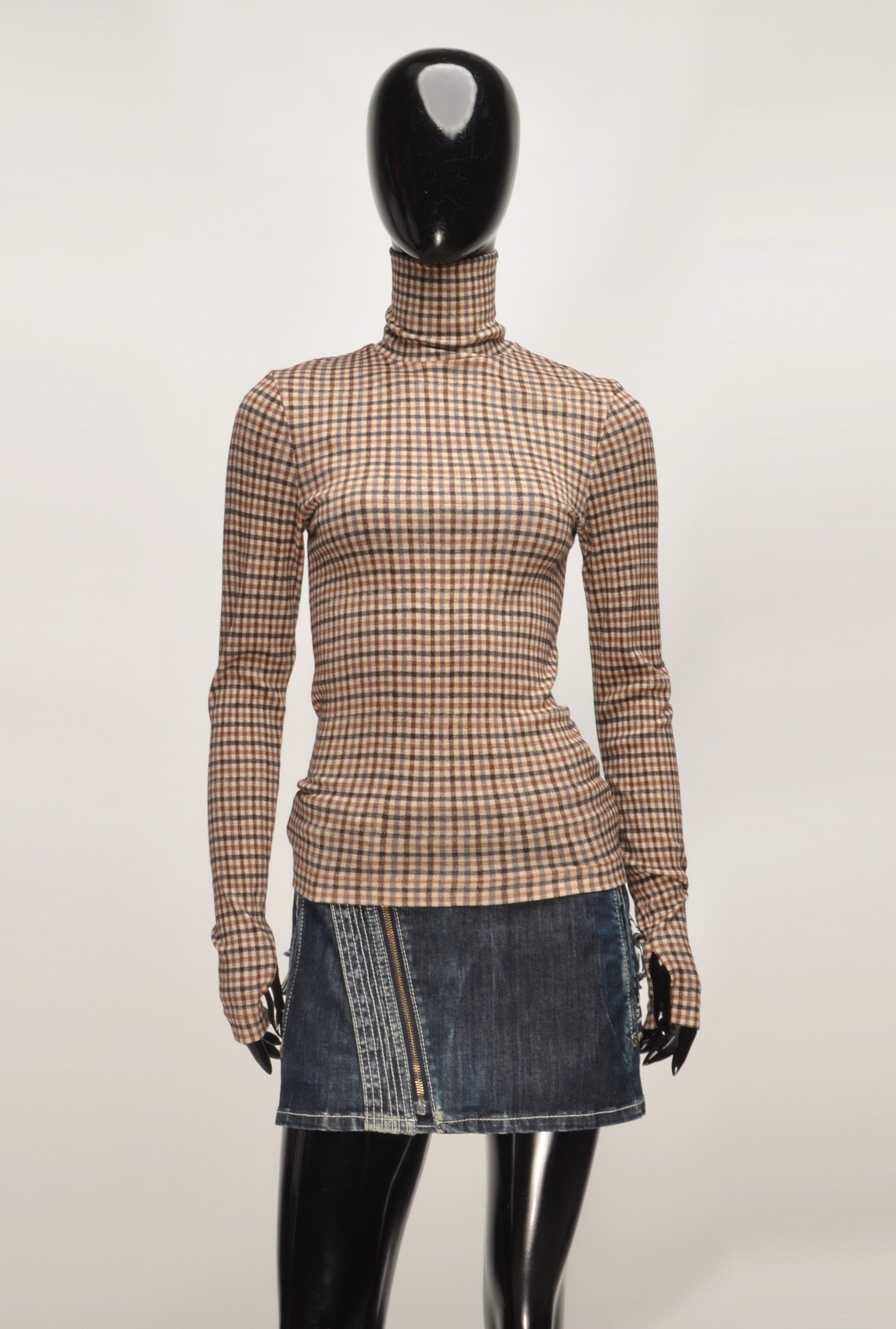 Cos Cos Houndstooth Slim Fit Turtleneck Wool Long Sleeve Top Size S / US 4 / IT 40 - 1 Thumbnail