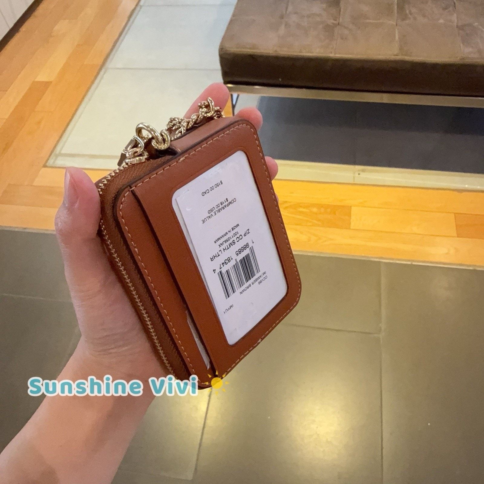 Coach NWT Coach Zip Card Case Leather CCV89 IM/AMBER BROWN Size ONE SIZE - 5 Thumbnail