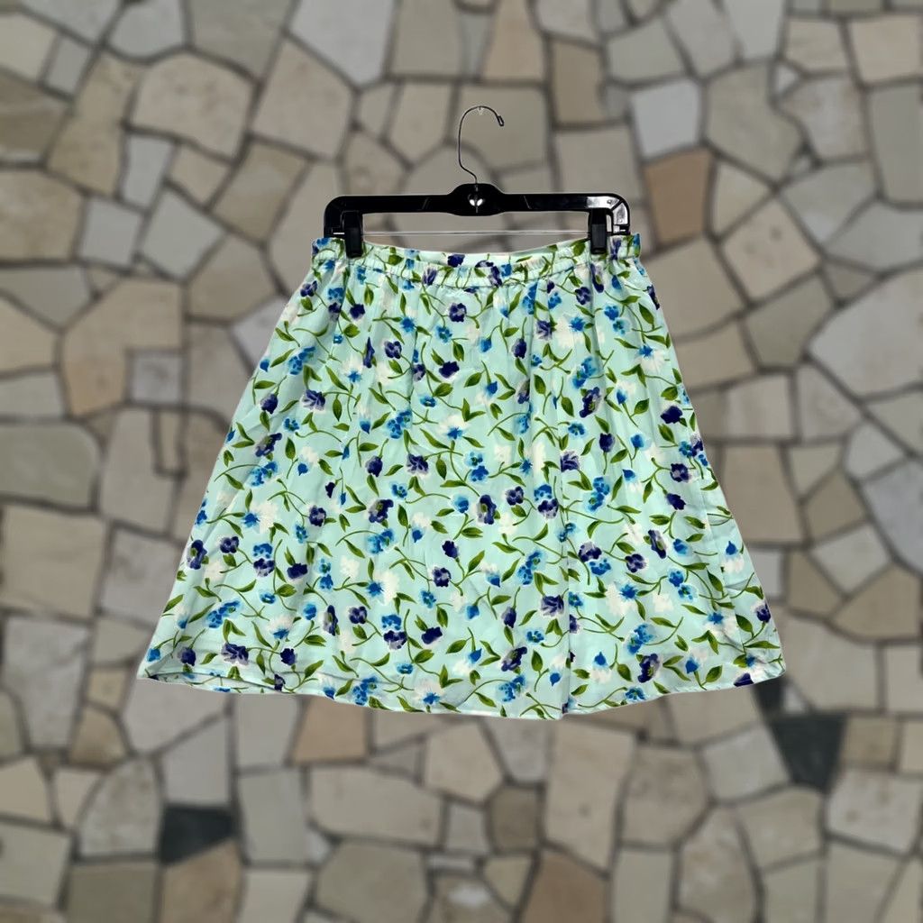 Vintage Sophisticates By Jonathan Martin Floral A-Line Skirt Womens M Midi Blue Nylon Silk Lined Pattern Floral Silk-Nylon Blend Size 32" / US 10 / IT 46 - 1 Thumbnail
