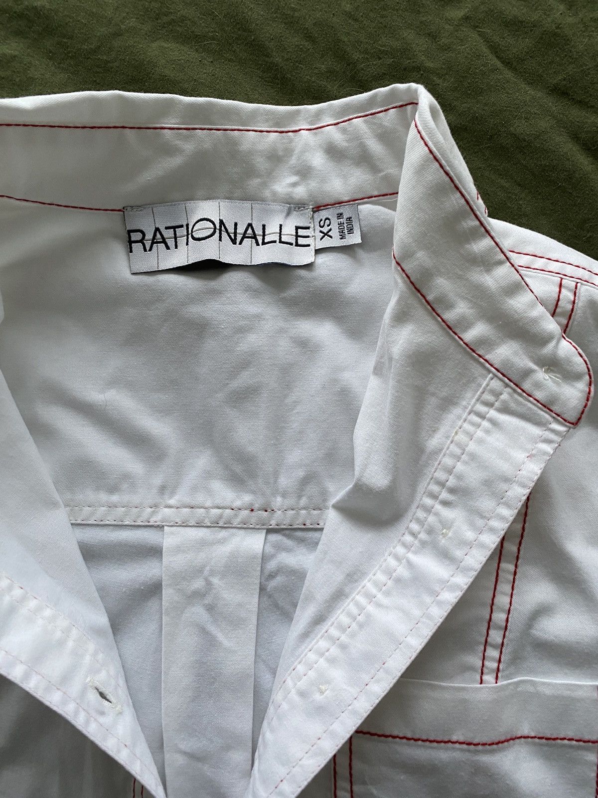 Designer × Ganni Rationale red stitching crop shirt Size XS / US 0-2 / IT 36-38 - 3 Thumbnail