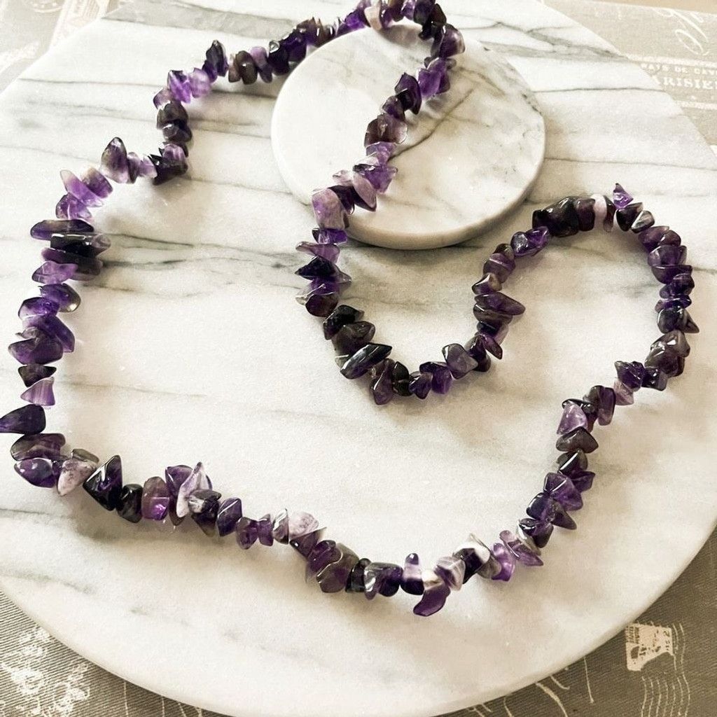 Jewelry Amethyst Chip Natural Crystal Necklace Semiprecious Purple Size ONE SIZE - 1 Thumbnail