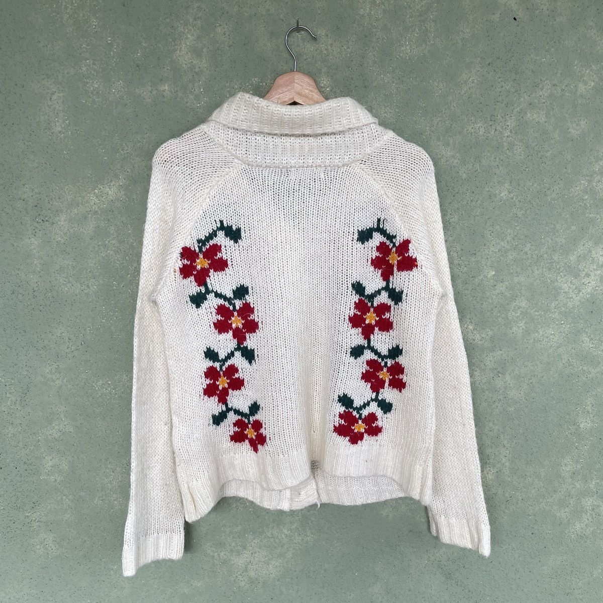 Aran Isles Knitwear × Homespun Knitwear × Japanese Brand Vintage Clef De Sol Hibiscus Flowers Cardigan Knitwear Size US M / EU 48-50 / 2 - 9 Thumbnail