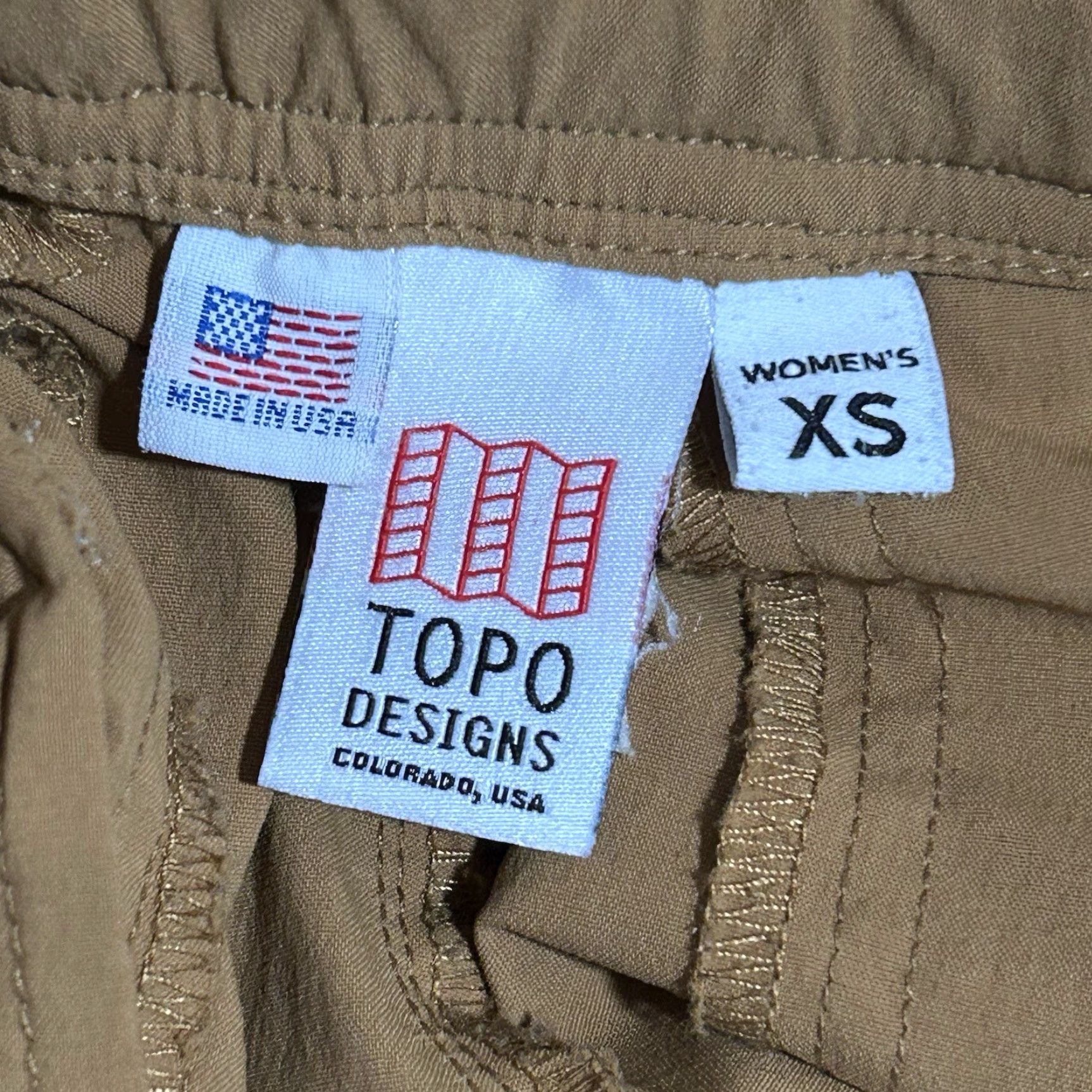 Topo Designs Topo Designs Tech Pants Women XS Distressed Tan 26-28 30in Zip Fly Snap Flat Front Stretch Pockets Nylon Spandex USA Vintage No Size 26" / US 2 / IT 38 - 5 Thumbnail