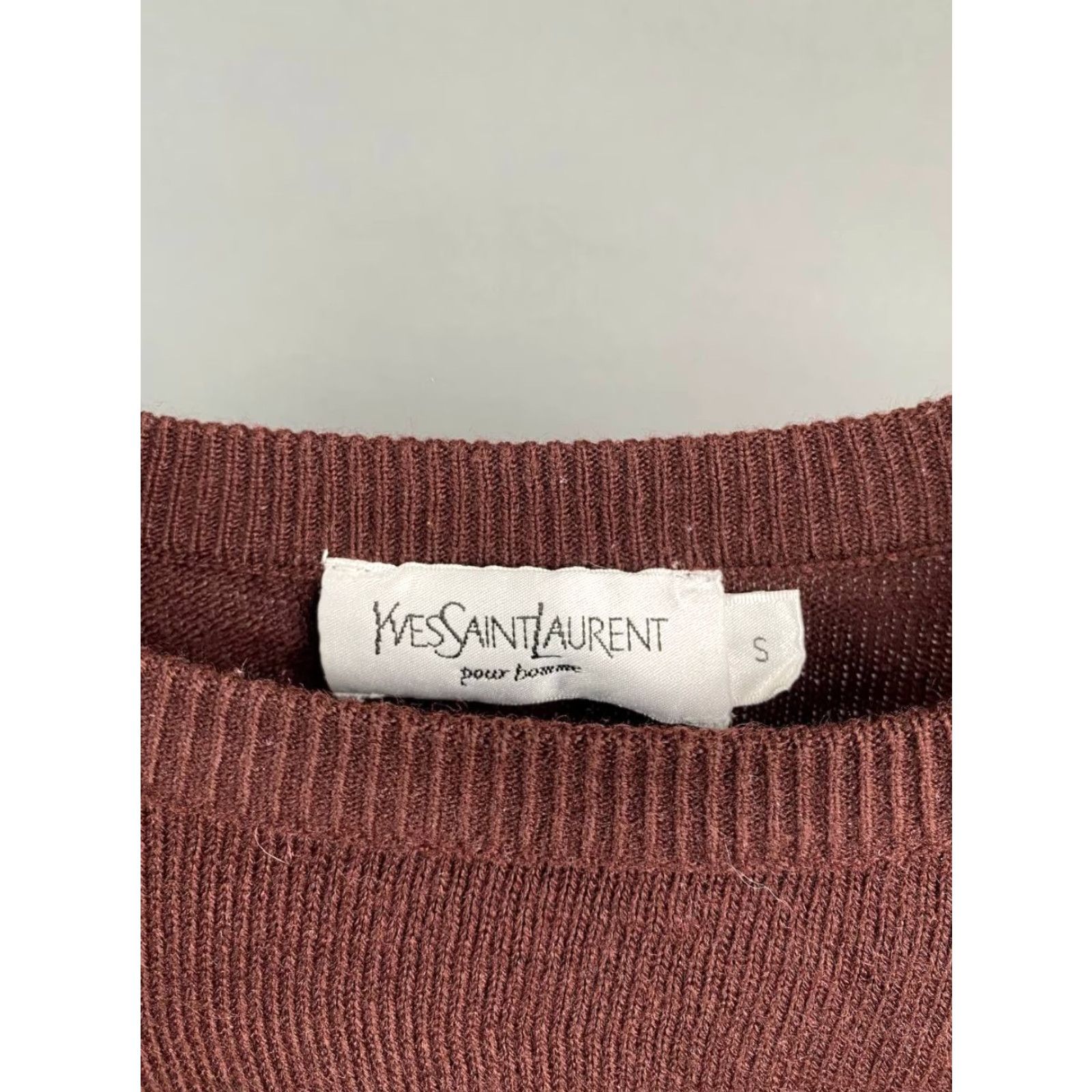 Yves Saint Laurent Saint Laurent Mens Sweater Brown Long Sleeve Crew Neck Pullover Size S Regular Knit Logo Pullover Size US S / EU 44-46 / 1 - 3 Thumbnail