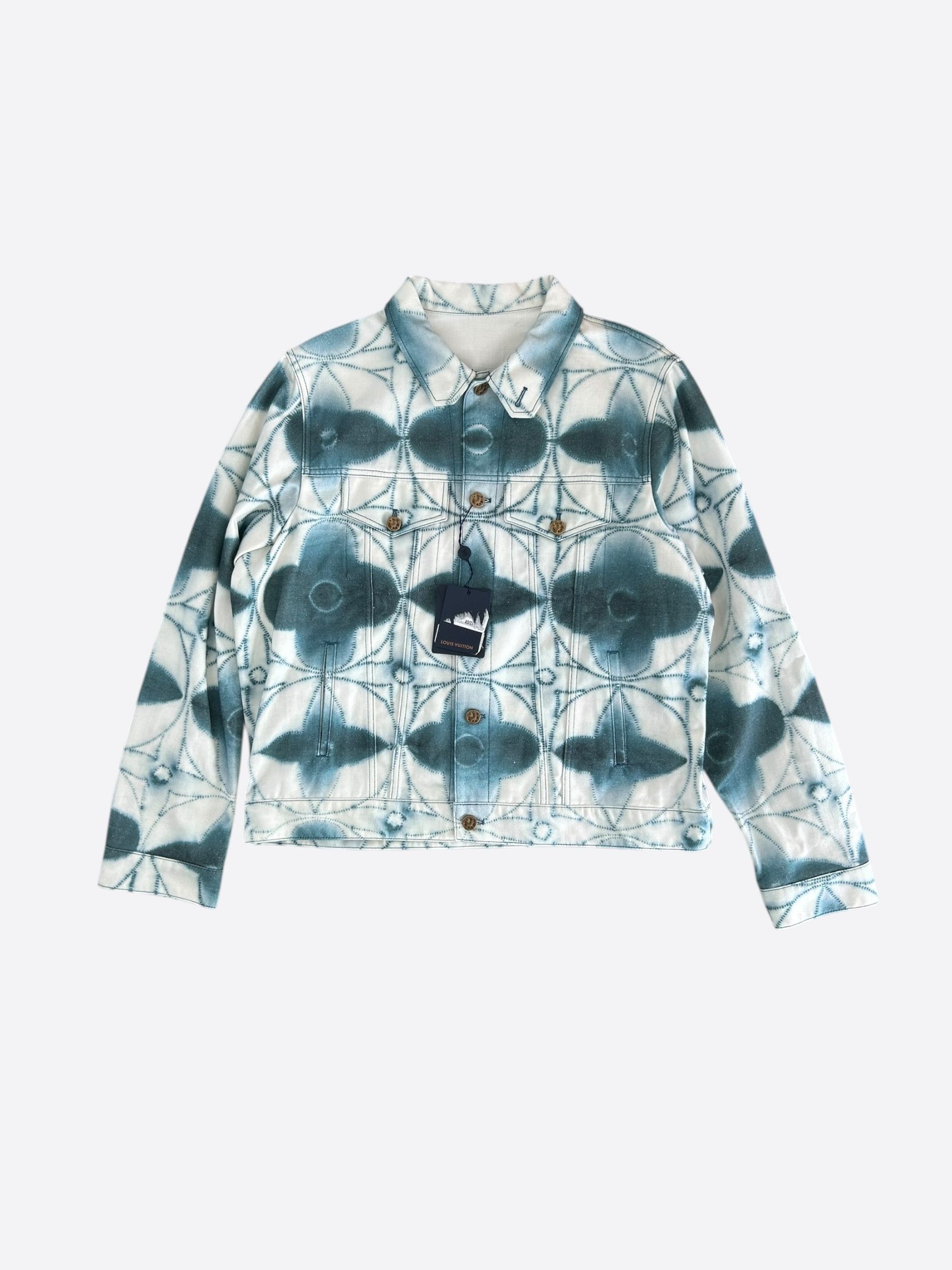 Louis Vuitton Louis Vuitton White & Blue Shibori Monogram Denim Jacket Size US XXL / EU 58 / 5 - 1 Thumbnail