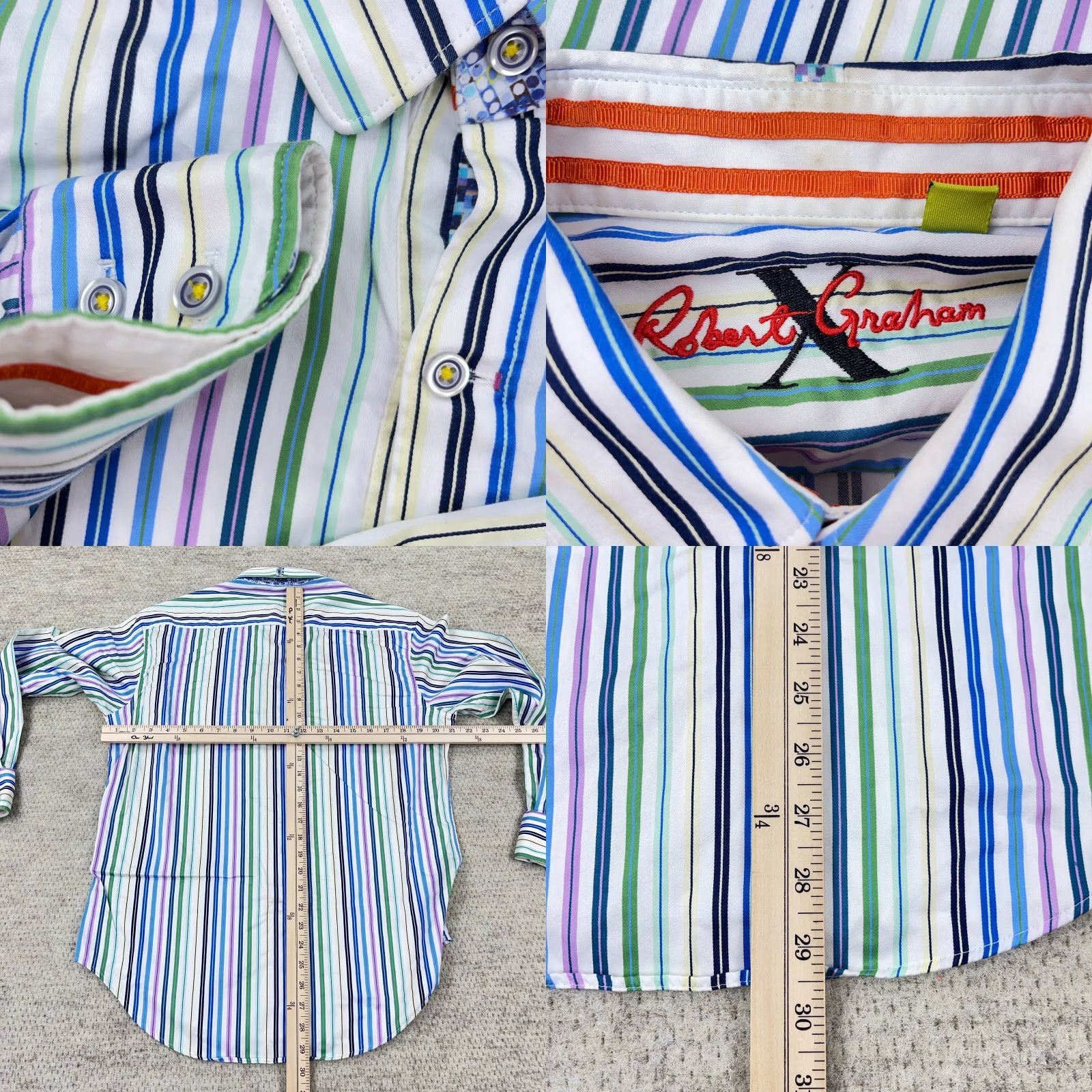 Robert Graham Robert Graham Button-Up Shirt Men Medium Multicolor Striped Casual Regular Fit Size US M / EU 48-50 / 2 - 8 Thumbnail