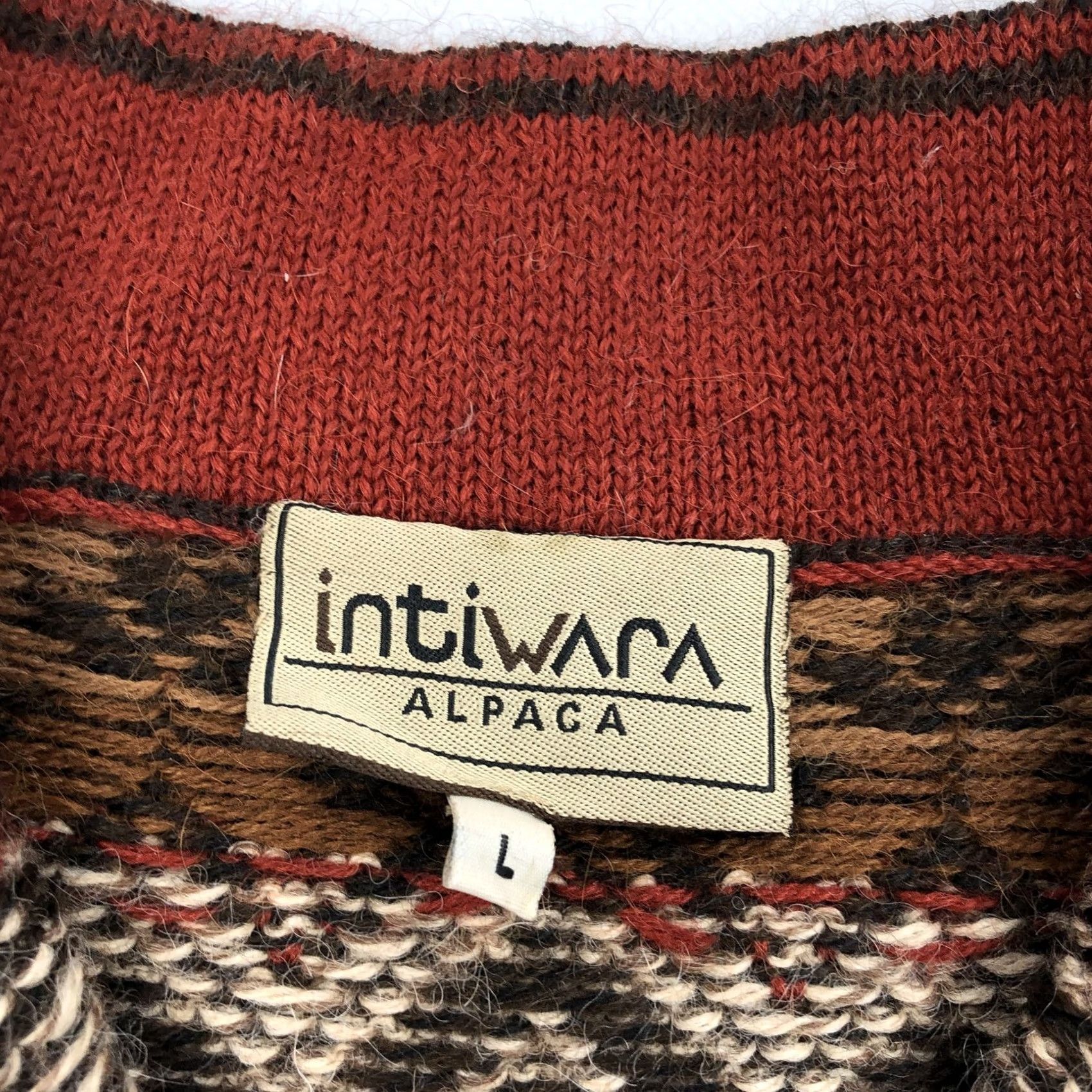 Vintage VINTAGE Intiwara Alpaca Men's L Fair Isle Quarter Zip Mock Neck Sweater 90s Size US L / EU 52-54 / 3 - 3 Thumbnail