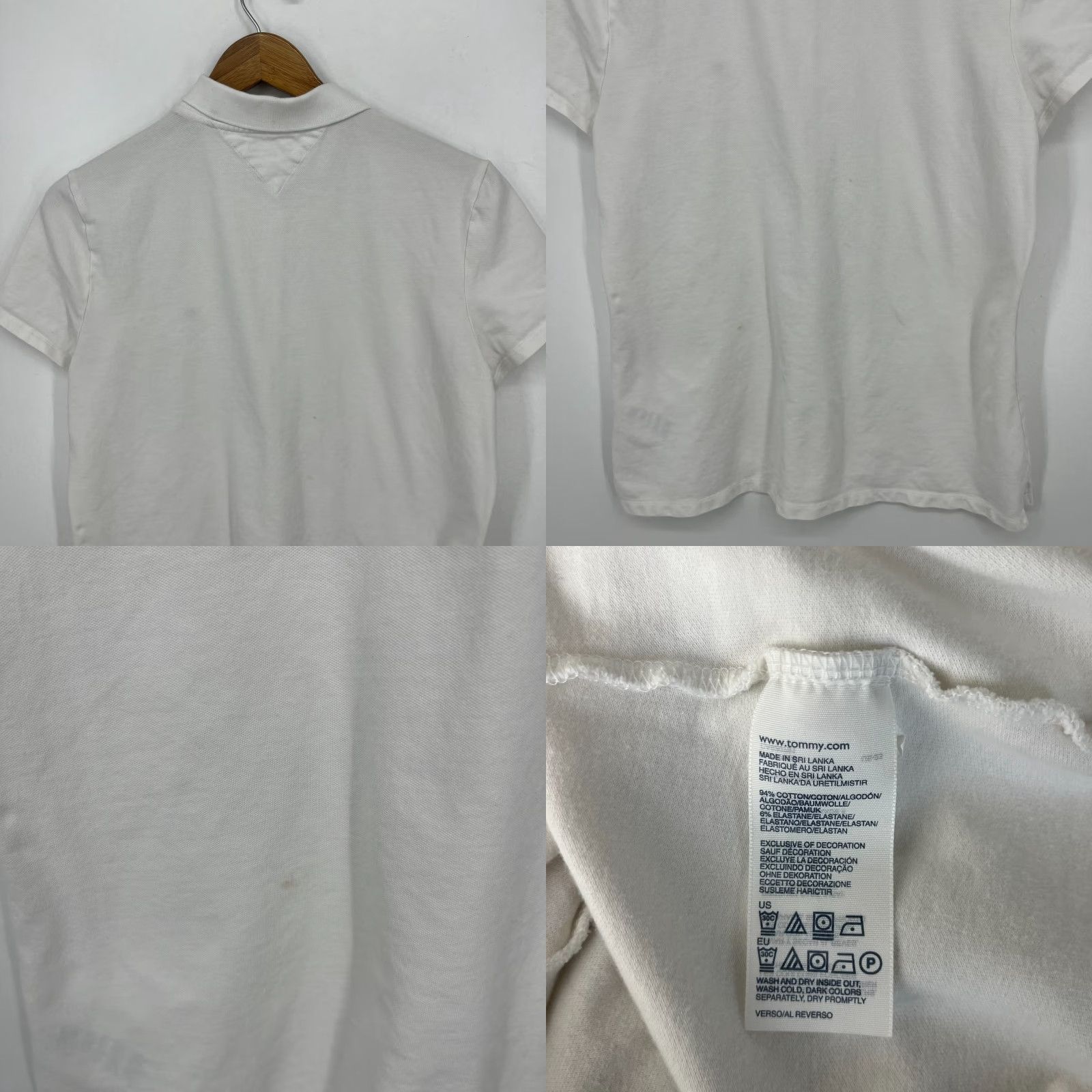 Tommy Hilfiger Tommy Hilfiger Polo Shirt Women's XL White Solid Cotton Blend Logo Button Collared Casual Times: 90s? (adjusted) Size XL / US 12-14 / IT 48-50 - 8 Thumbnail