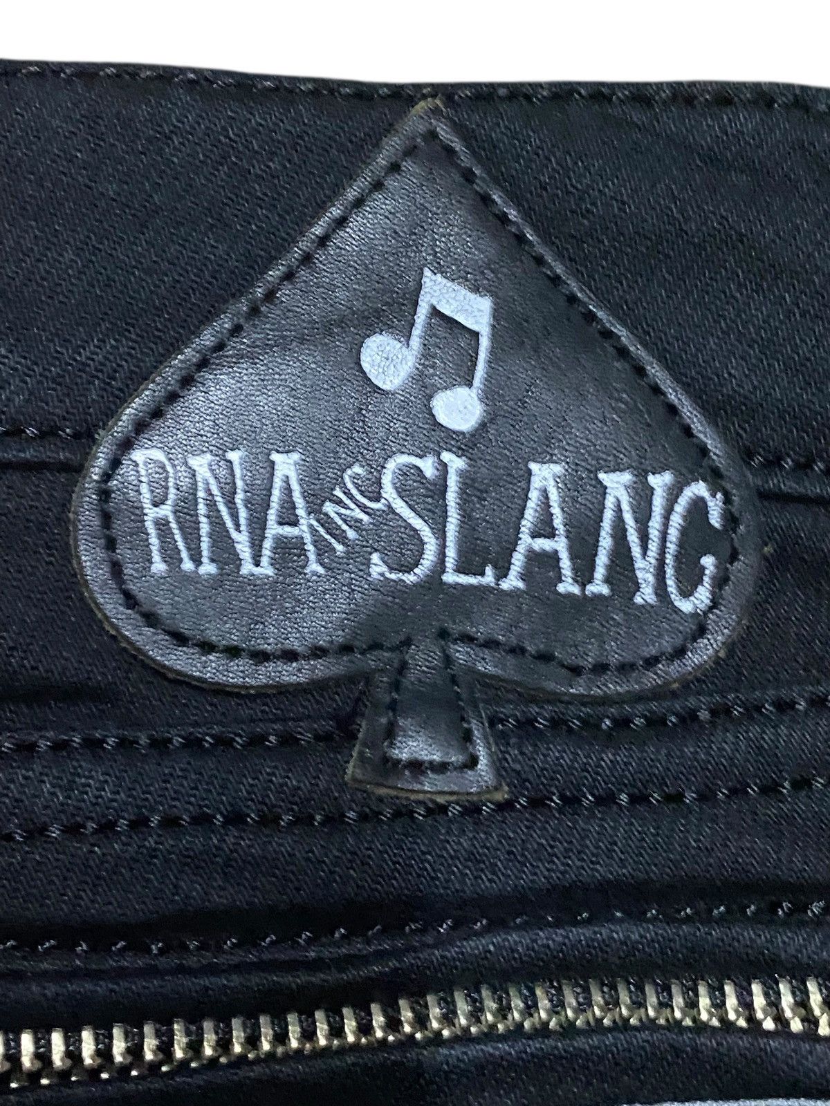 Japanese Brand Edgy Black RNA inc Ripped Ace Card Embroidery Skinny Jeans Size US 31 - 18 Thumbnail