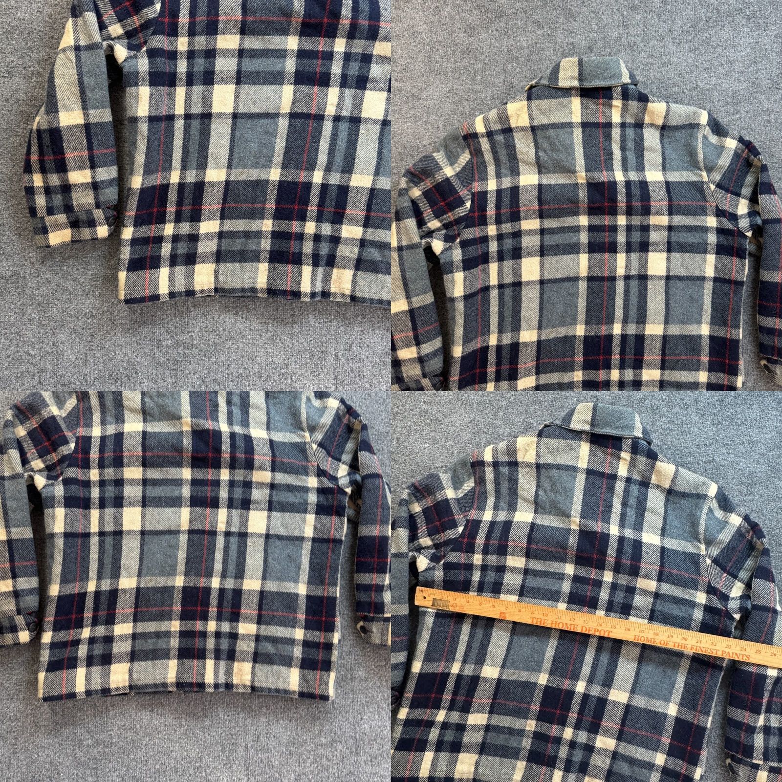 Sears VINTAGE Sears Men's L Reg Wool Coat Jacket Shacket Plaid Button Casual Work Outerwear Size US L / EU 52-54 / 3 - 9 Thumbnail