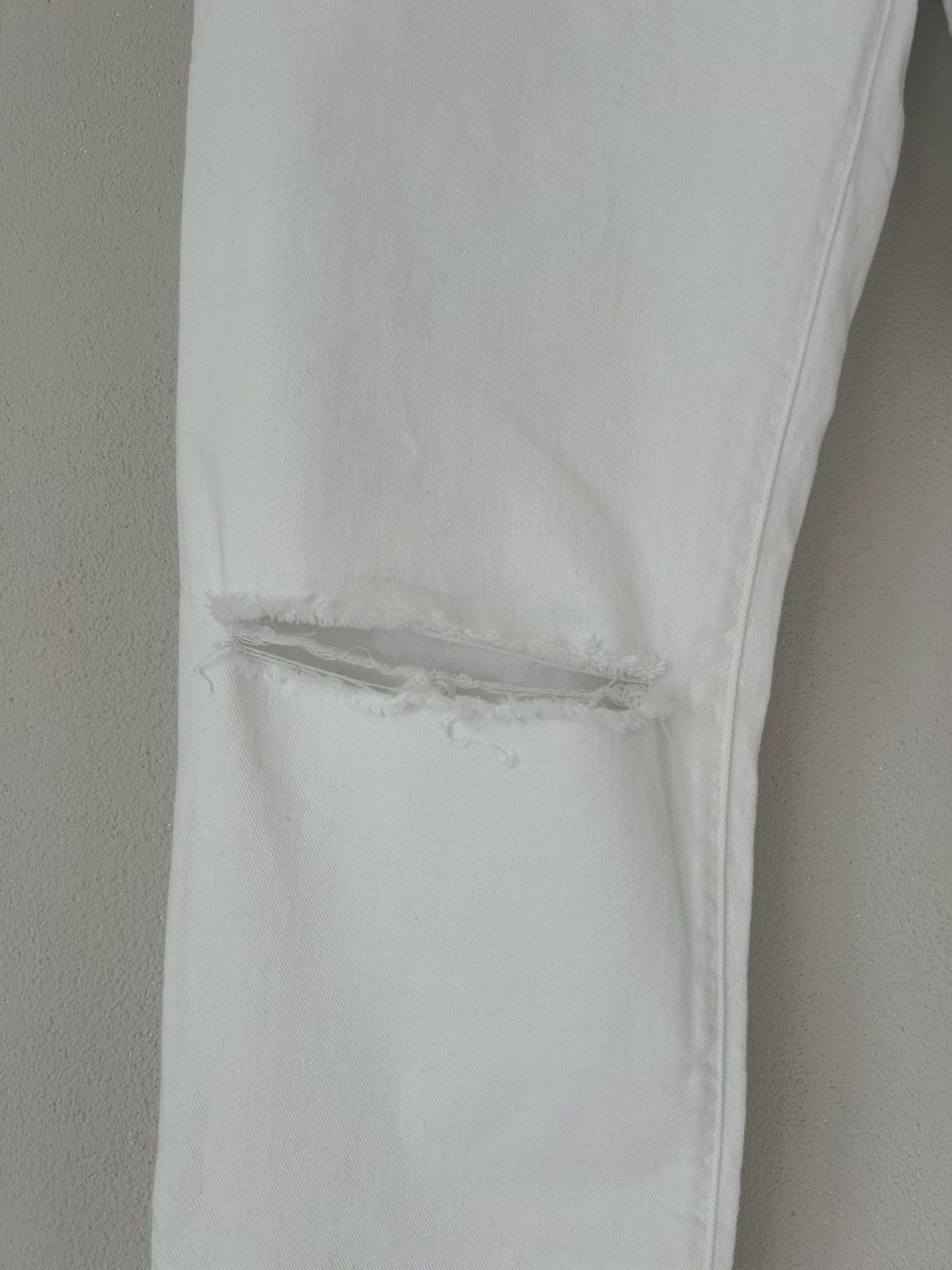 Balmain White Slim Fit Distressed Knee Rip Denim Jeans Size US 33 - 5 Thumbnail