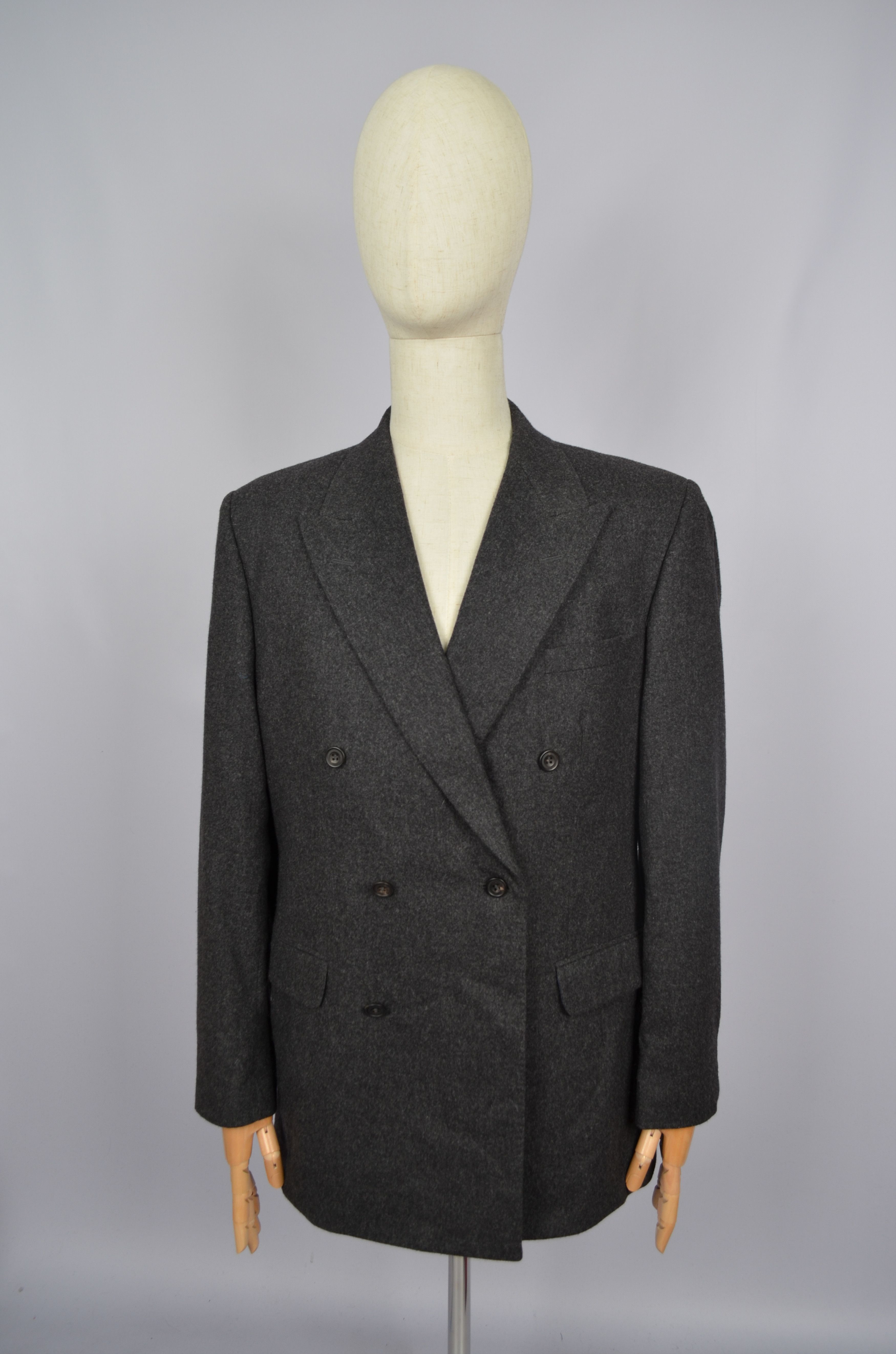 DAKS × Designer DAKS London Vintage Wool Dobuel Breasted Jacket US40/EU50 Size 40R - 2 Thumbnail