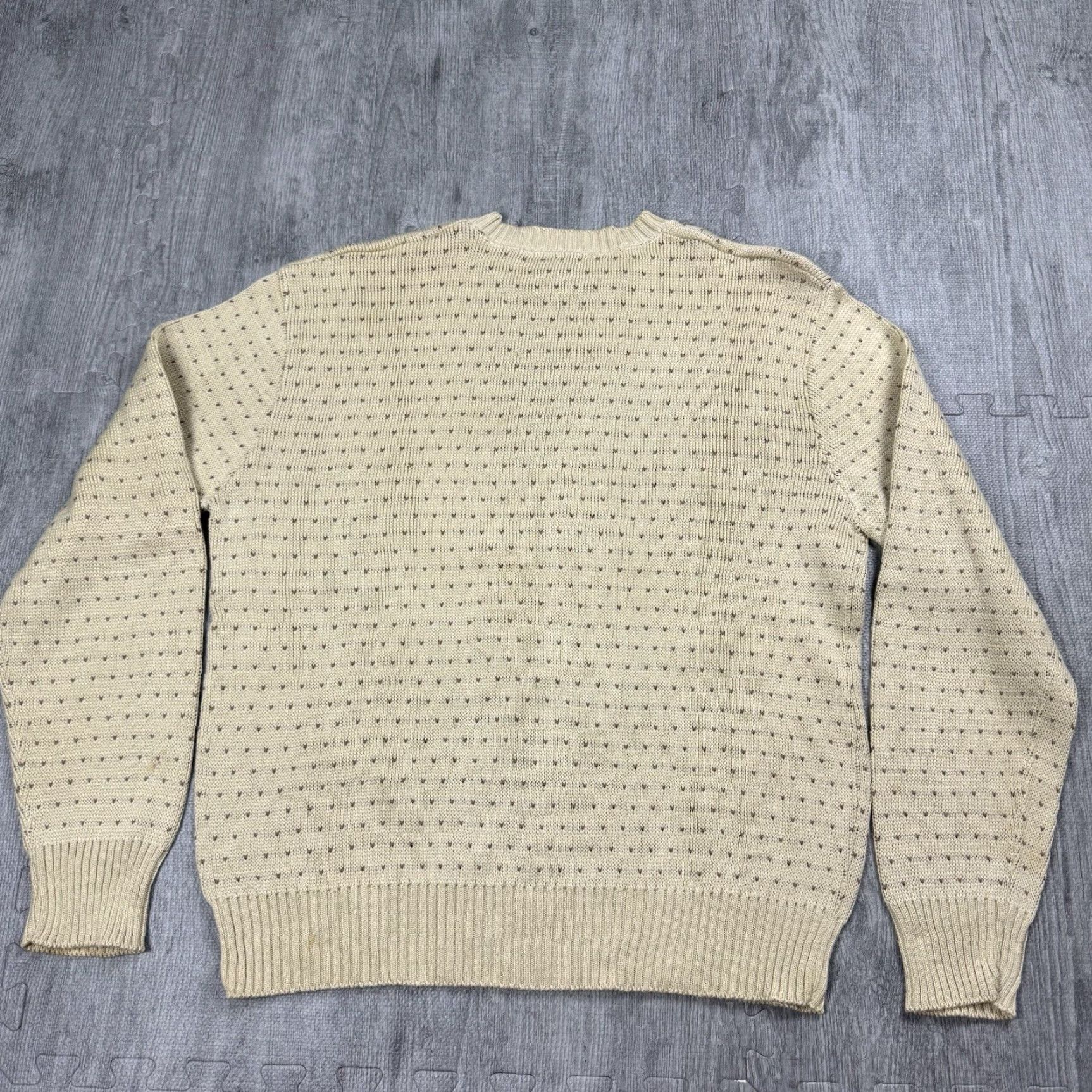 Vintage VINTAGE 90s LAND'S END MENS BIRDSEYE KNIT PULLOVER SWEATER BEIGE M Size US M / EU 48-50 / 2 - 8 Thumbnail