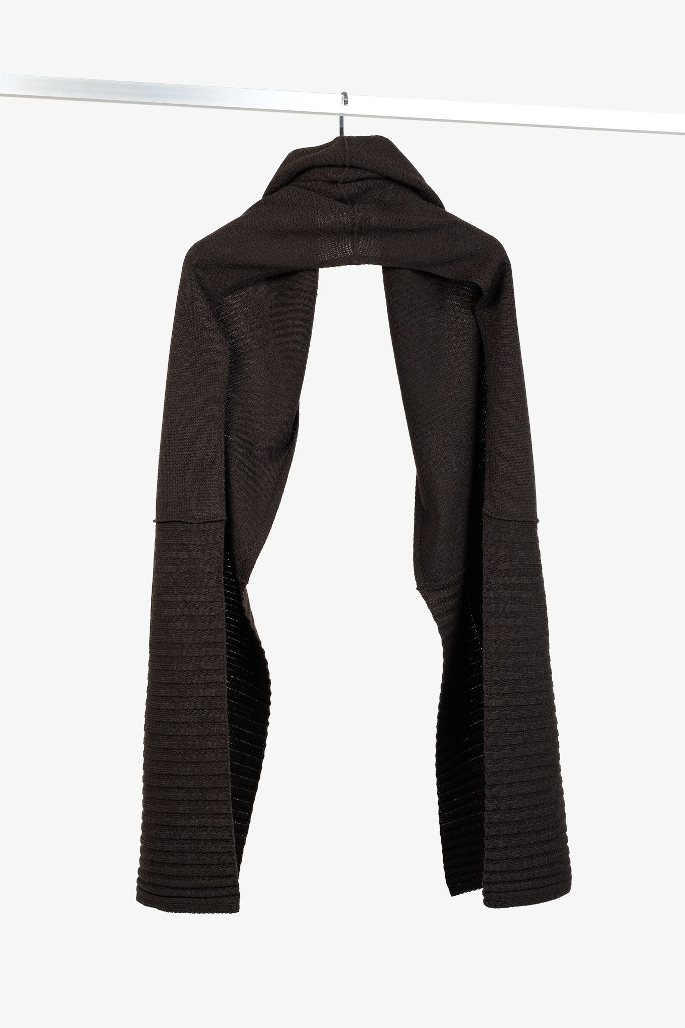 Sarah Pacini Sarah Pacini Brown Wool-Blend Ribbed-Knit Pocket Scarf Size ONE SIZE - 2 Thumbnail