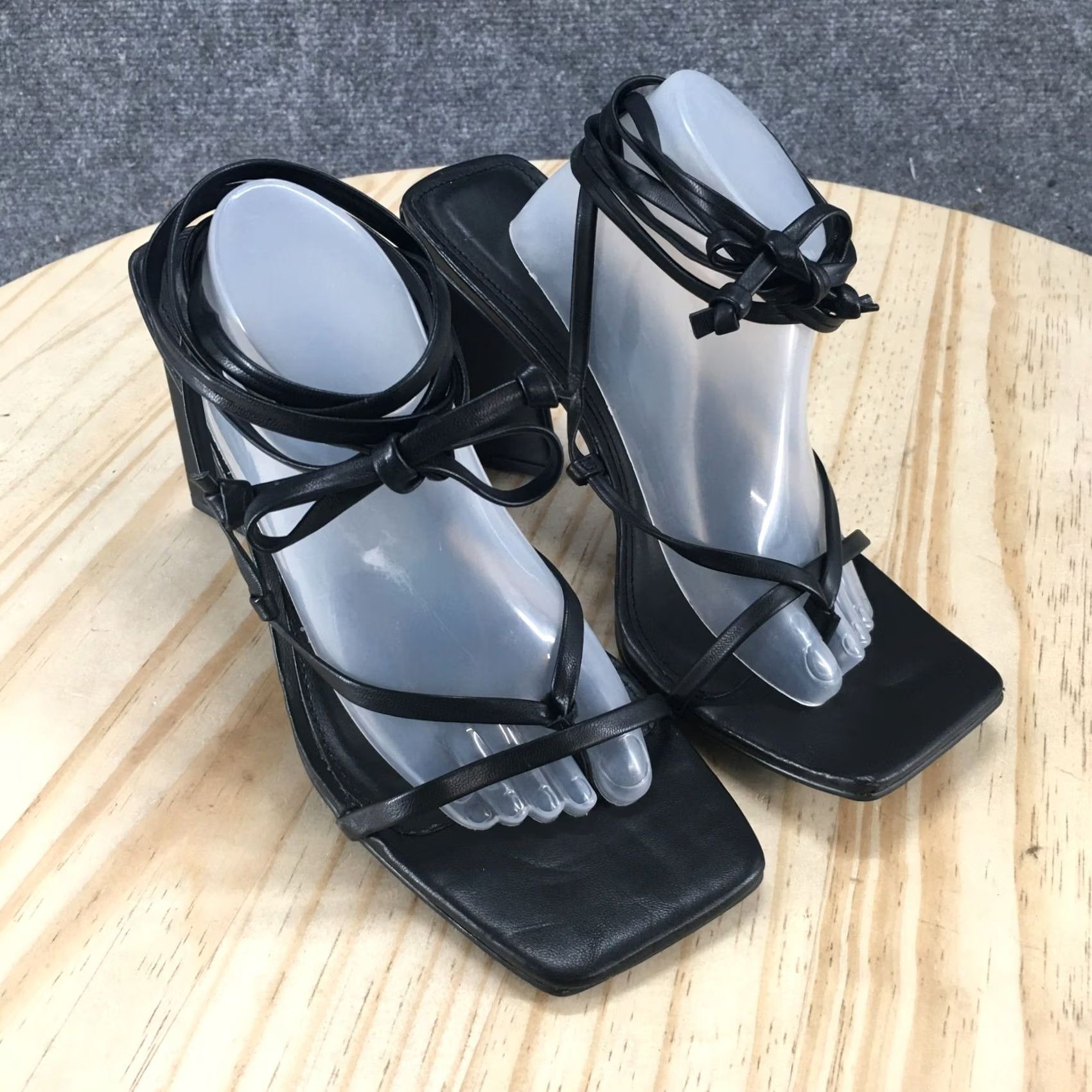 Bar III Bar III Womens Sandal Alanap Chunky Strappy Black Faux Leather Casual 7.5 M NEW Size US 8 / IT 38 - 3 Thumbnail
