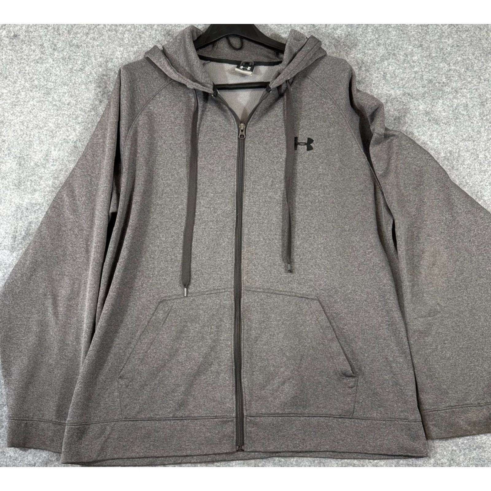 Under Armour Under Armour Hooded Sweatshirt Mens XL Gray Raglan Sleeve Full Zip Drawstring Sweatshirt Size US XL / EU 56 / 4 - 2 Thumbnail