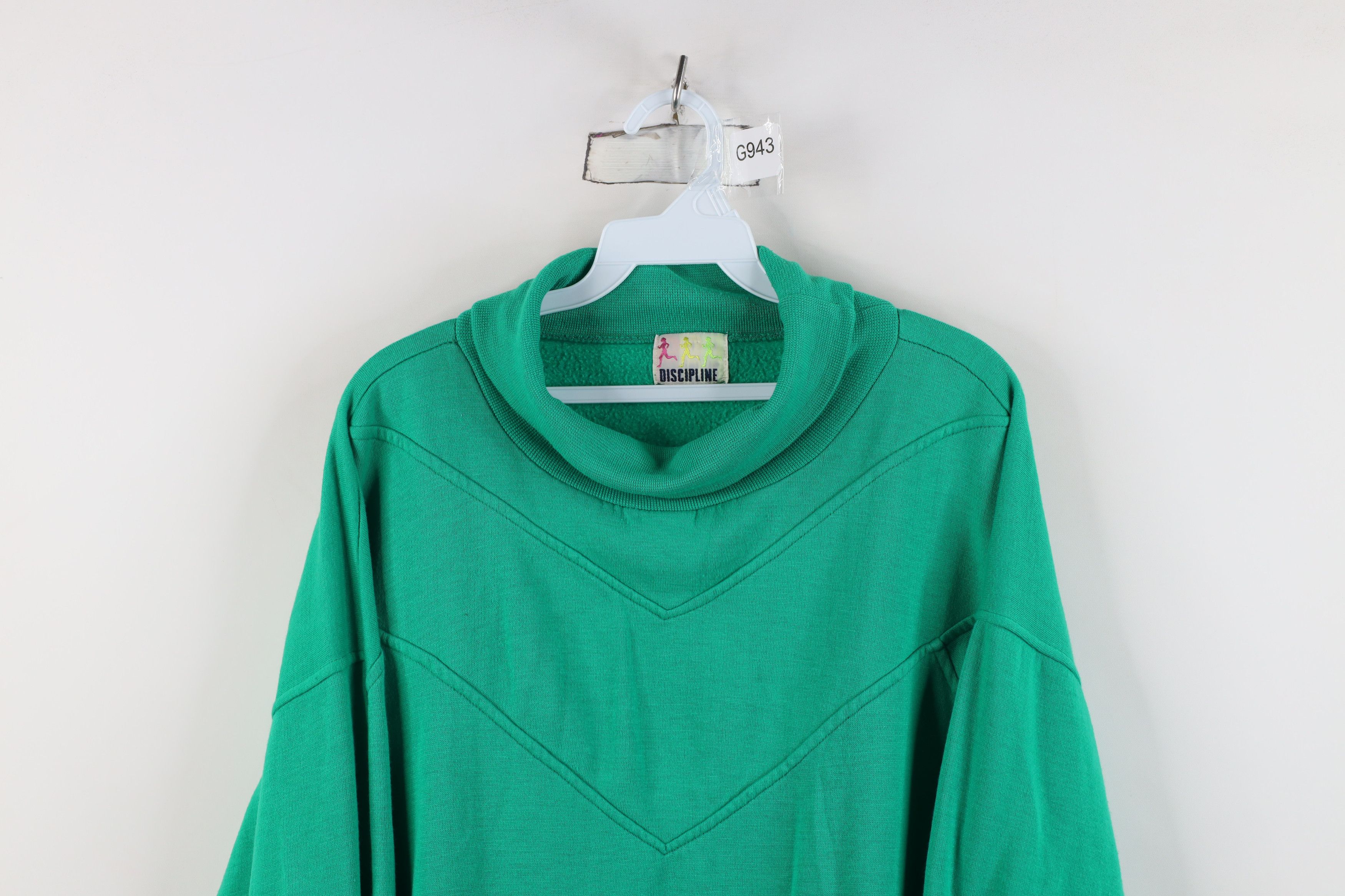 Vintage Vintage 90s Streetwear Blank Turtleneck Sweatshirt Green Size XXL / US 16-18 / IT 52-54 - 2 Thumbnail