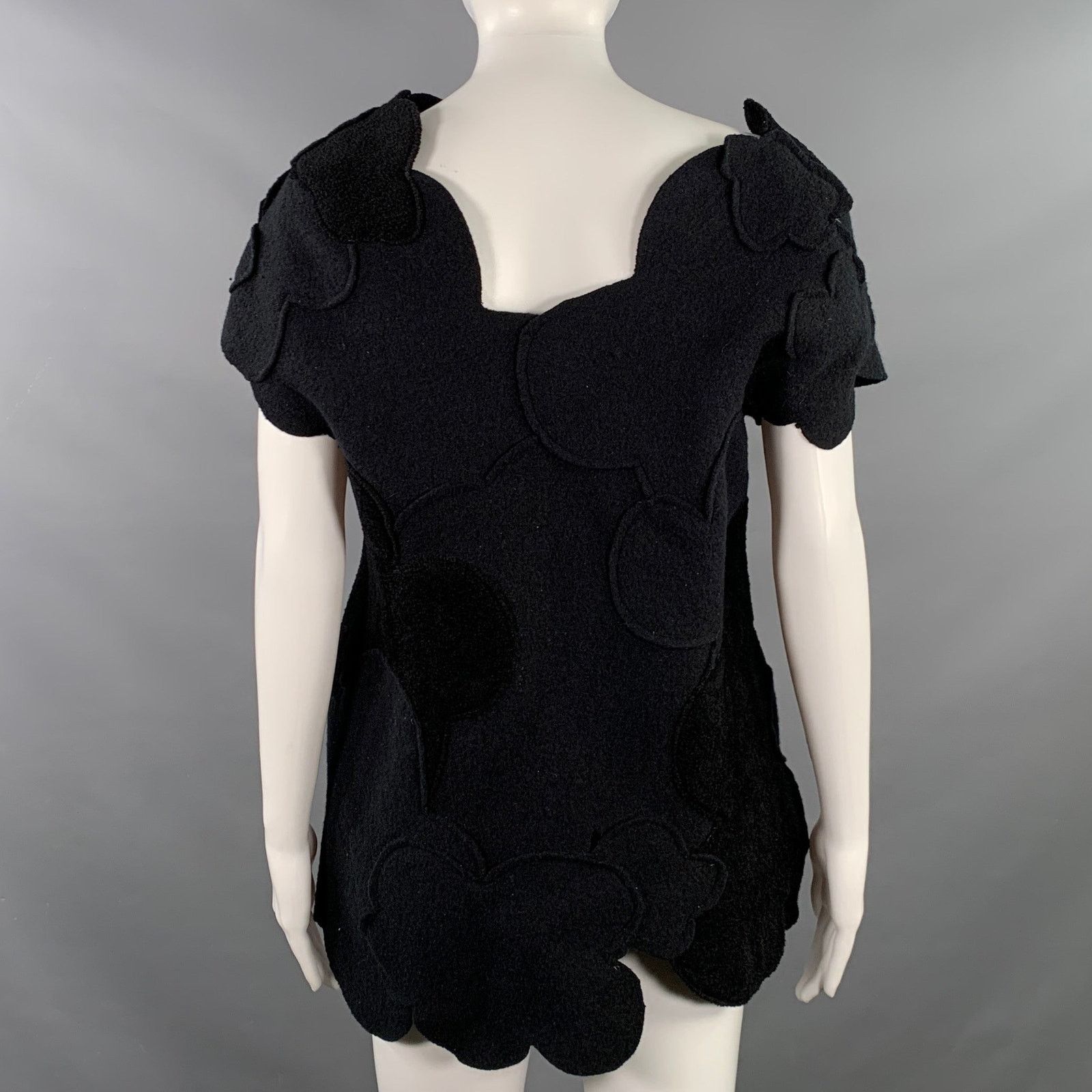 Emporio Armani Size 4 Black Virgin Wool Applique Sleeveless Casual Top Size S / US 4 / IT 40 - 3 Thumbnail