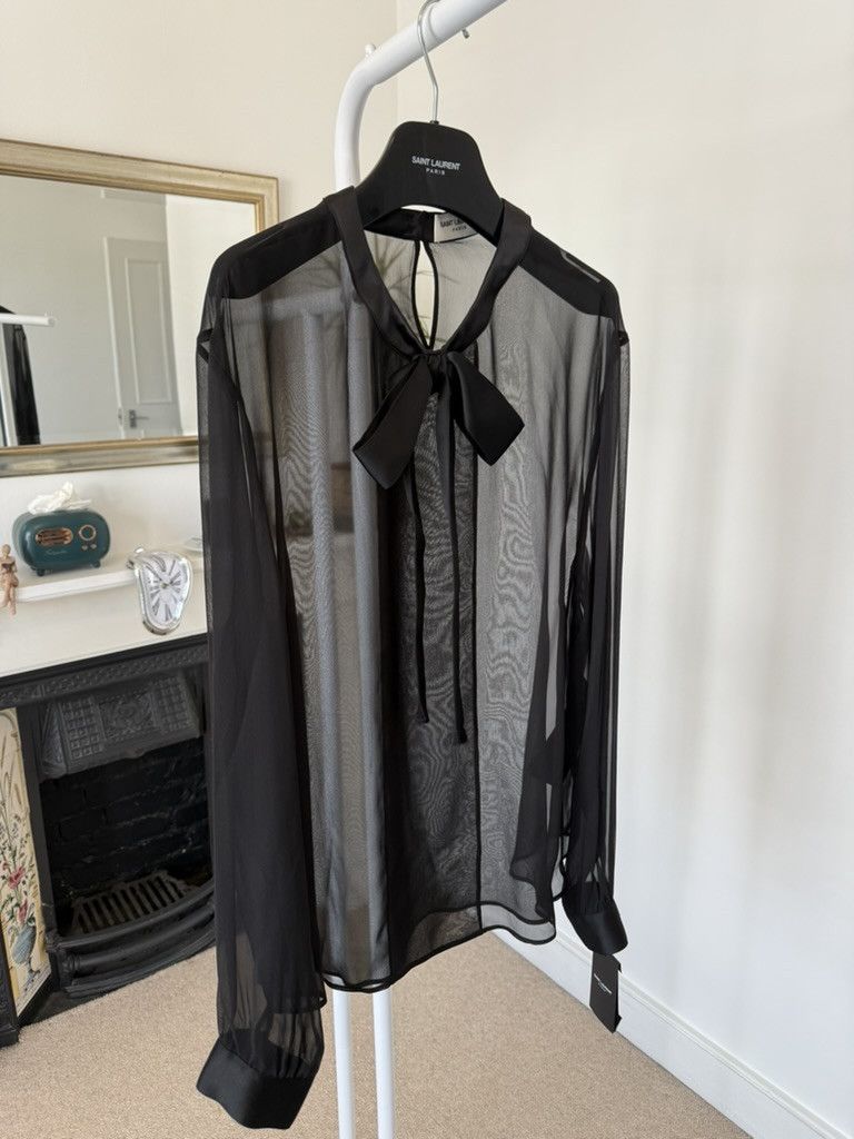 Saint Laurent Paris FW23' Saint Laurent Silk Blouse in Muslin Crepe Size US L / EU 52-54 / 3 - 6 Thumbnail