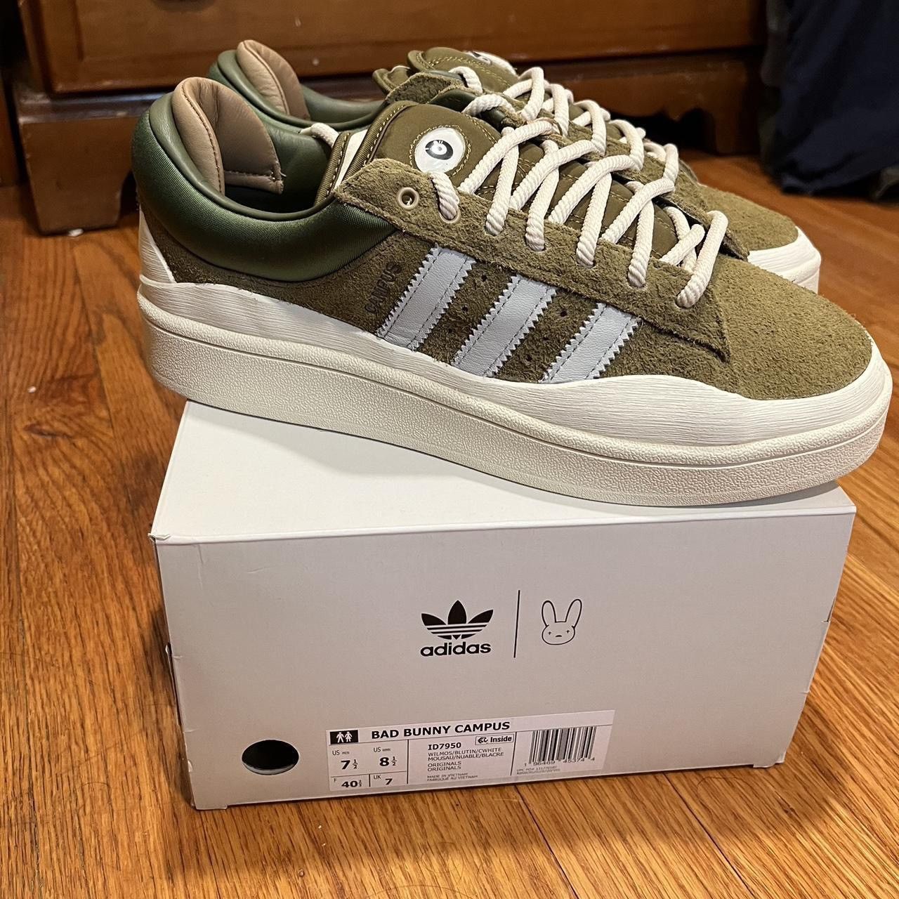 image of Size 7.5 Men - Adidas Campus Light X Bad Bunny Low Wild Moss Shoes in White