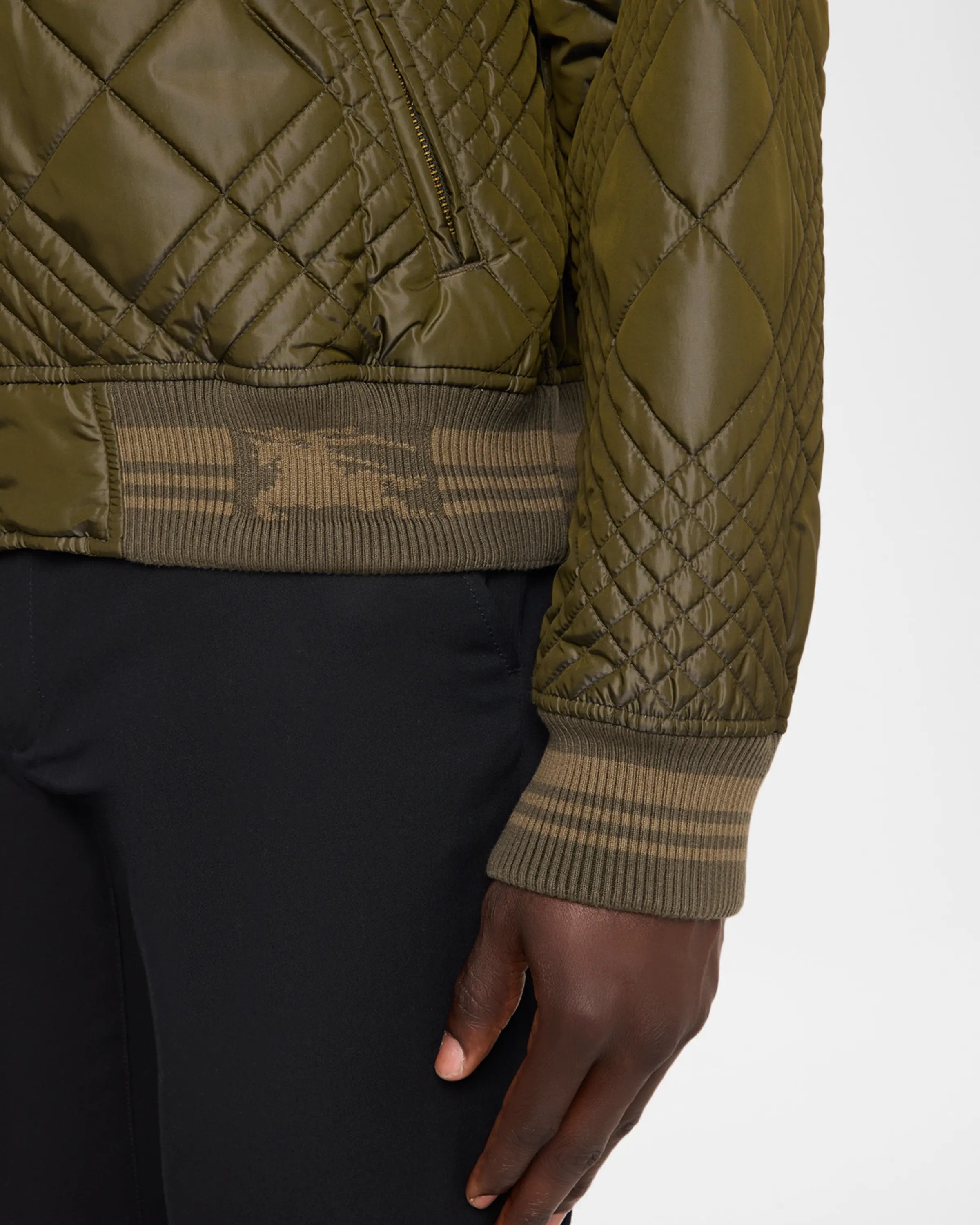 Burberry os11x0526 Rakewood Micro Check-Stitch Bomber Jacket in Green Size US XXL / EU 58 / 5 - 5 Thumbnail