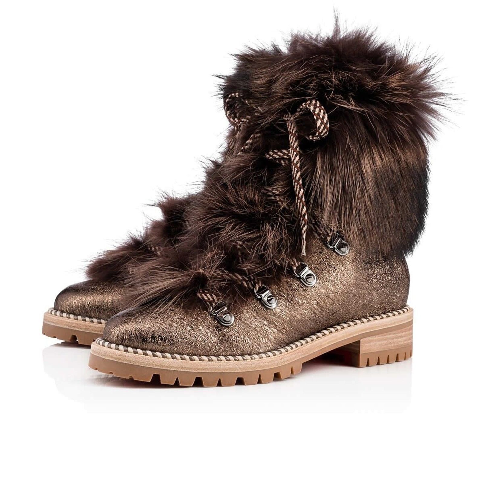 Christian Louboutin Christian Louboutin Fanny Flat Roche Fur Leather Lace Up Size US 5.5 / IT 35.5 - 1 Thumbnail