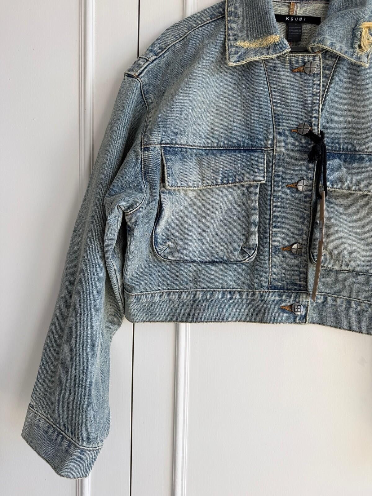 Ksubi new Ksubi womens blue campbell echoes denim Jacket small s Size S / US 4 / IT 40 - 4 Thumbnail