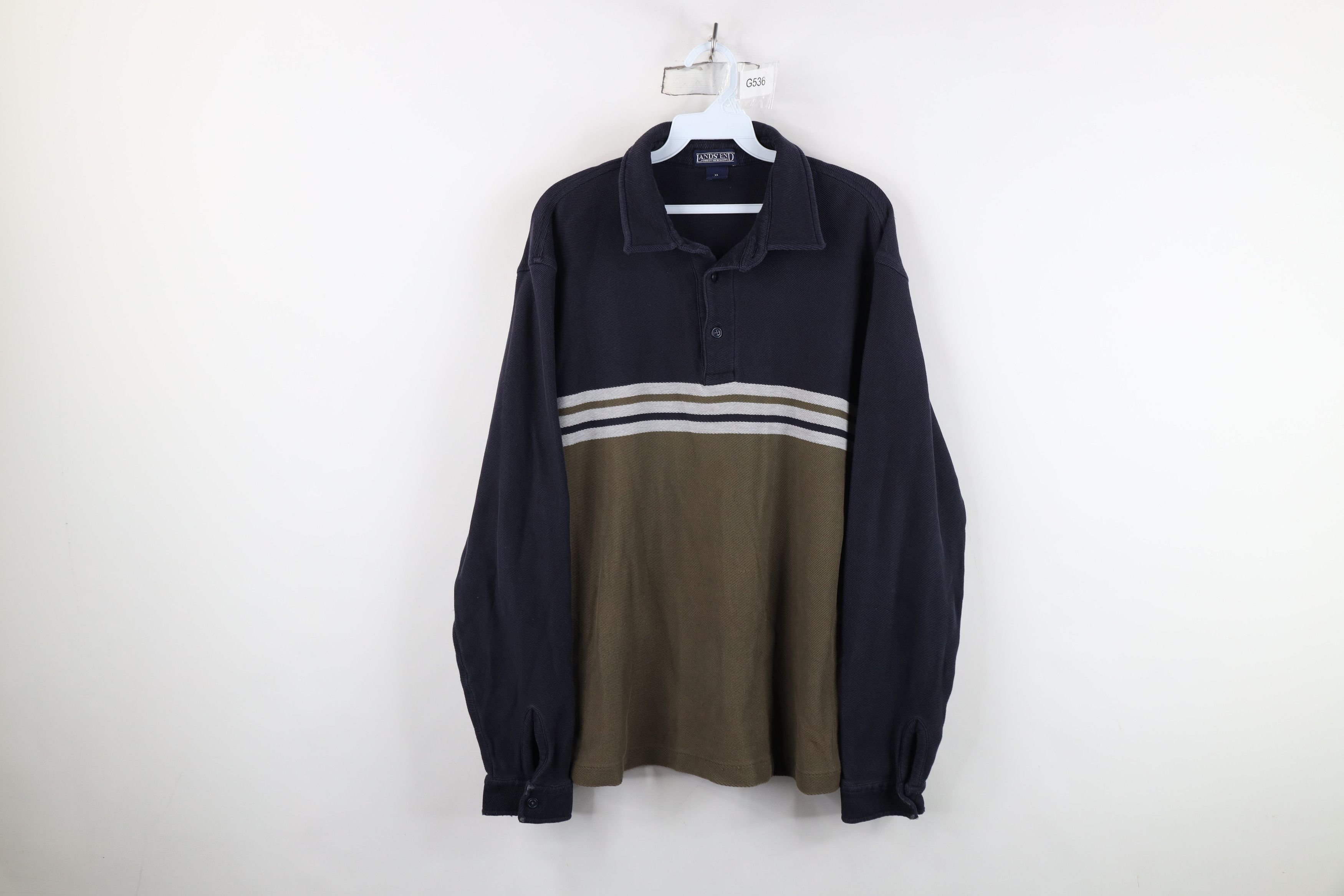 Lands' End Vintage 90s Lands End Heavyweight Long Sleeve Polo Shirt Size US XL / EU 56 / 4 - 1 Thumbnail