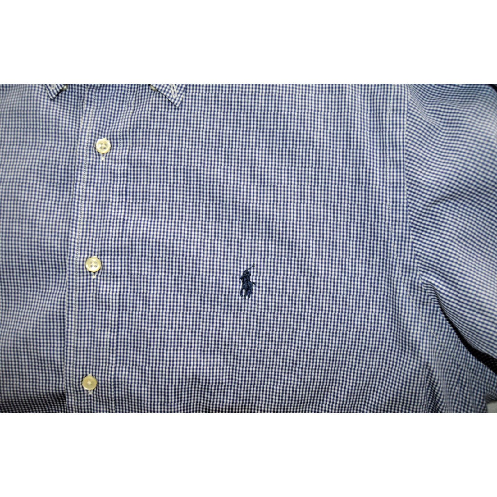 Polo Ralph Lauren VINTAGE Polo Ralph Lauren Dress Shirt Blue Check Men 17 32/33 Cotton Classic Fit Button-Down Long Sleeve Size 46R - 3 Thumbnail