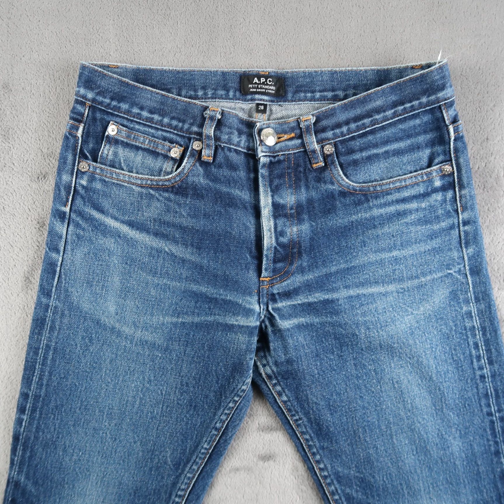A.P.C. A.P.C. Jeans Mens Slim Regular 28 Blue 5-Pocket Denim Button Fly Petit Standard Whiskers Honeycomb Distressed Vintage? Size US 28 / EU 44 - 7 Thumbnail
