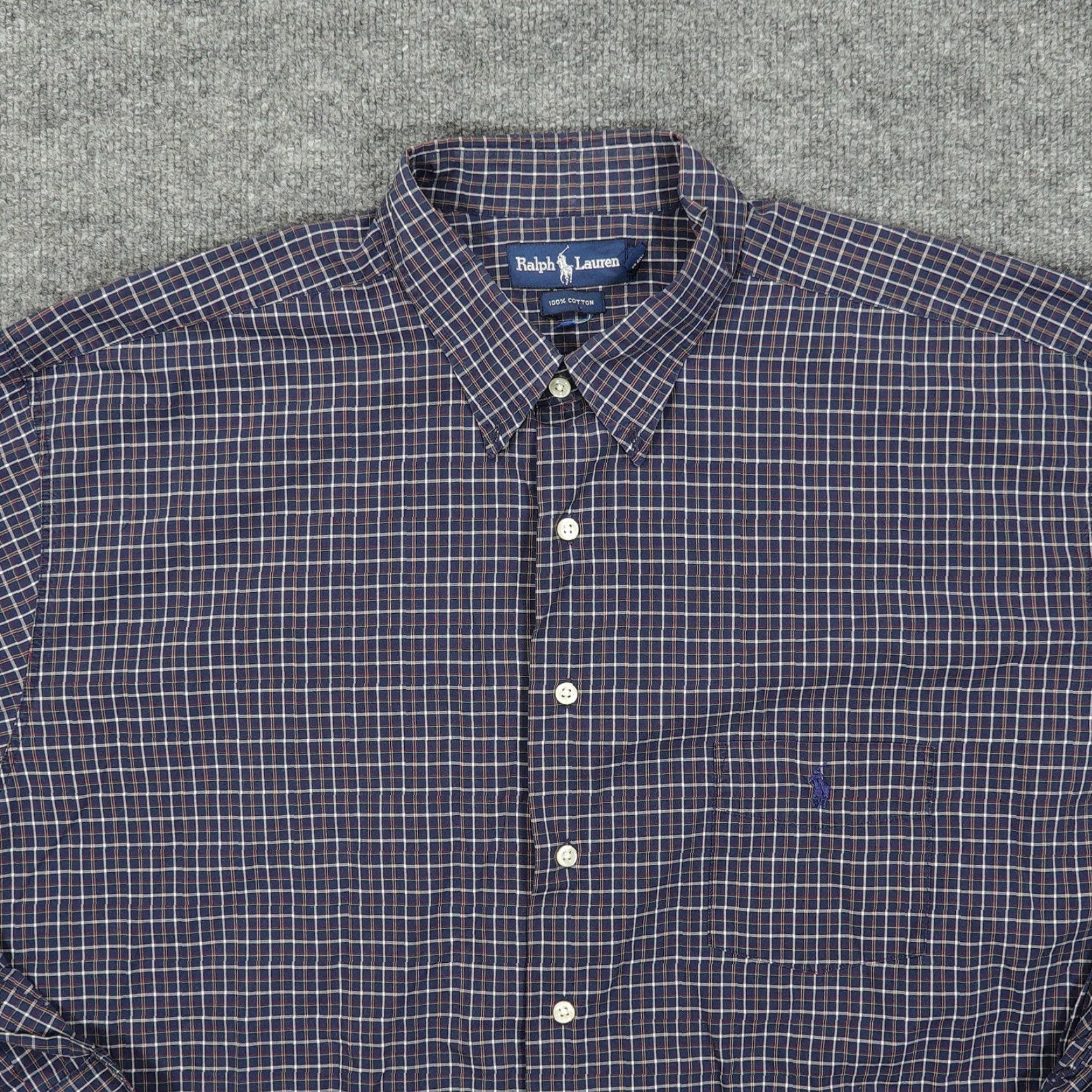 Ralph Lauren Ralph Lauren Shirt Mens Big 2X Blue Check Long Sleeve Button-Down Pony Size US XXL / EU 58 / 5 - 3 Thumbnail