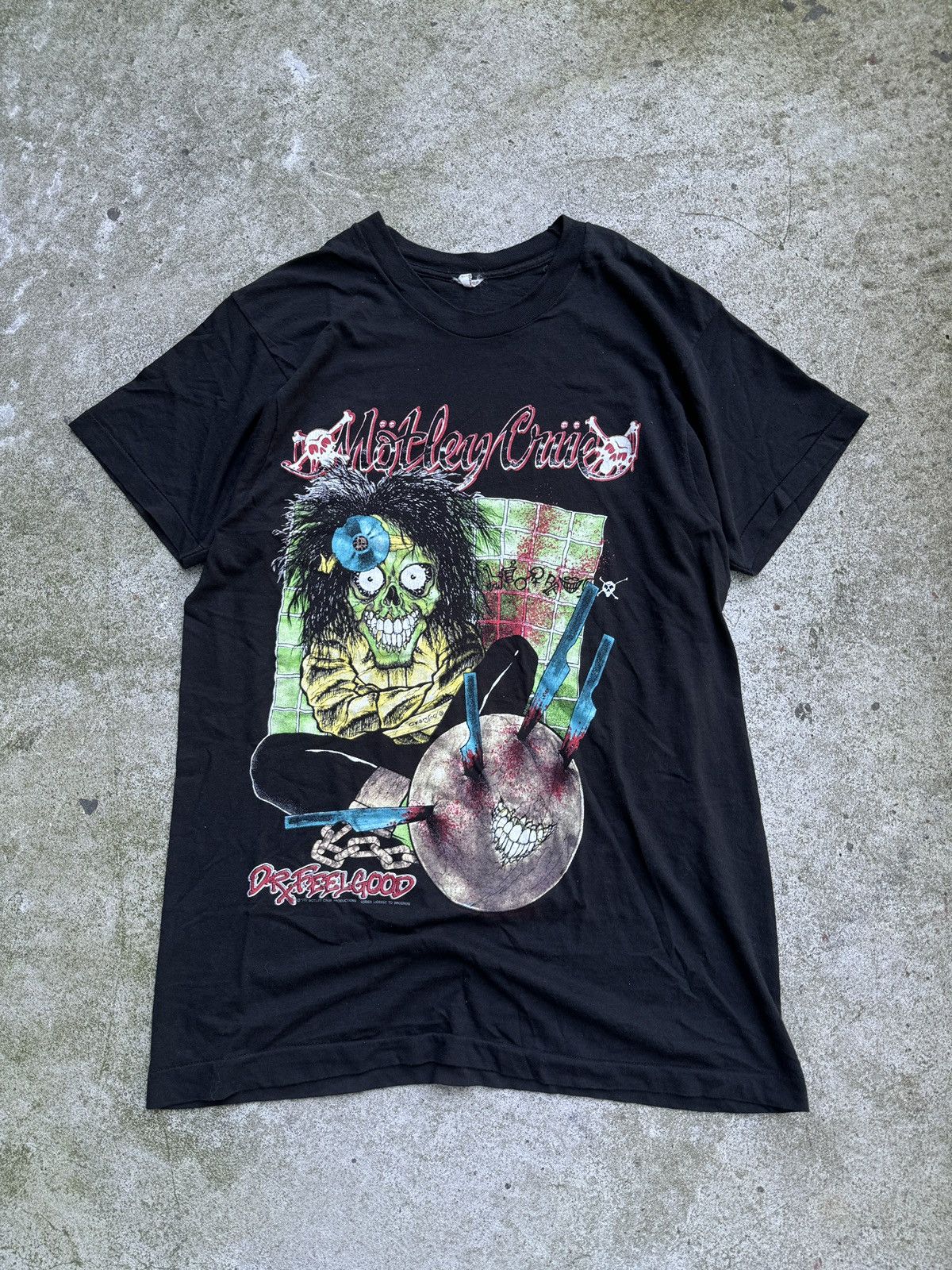 image of Band Tees x Vintage 80's 90's Motley Crue Dr Feel Good Tour Tee Shirt XL in Black, Men's