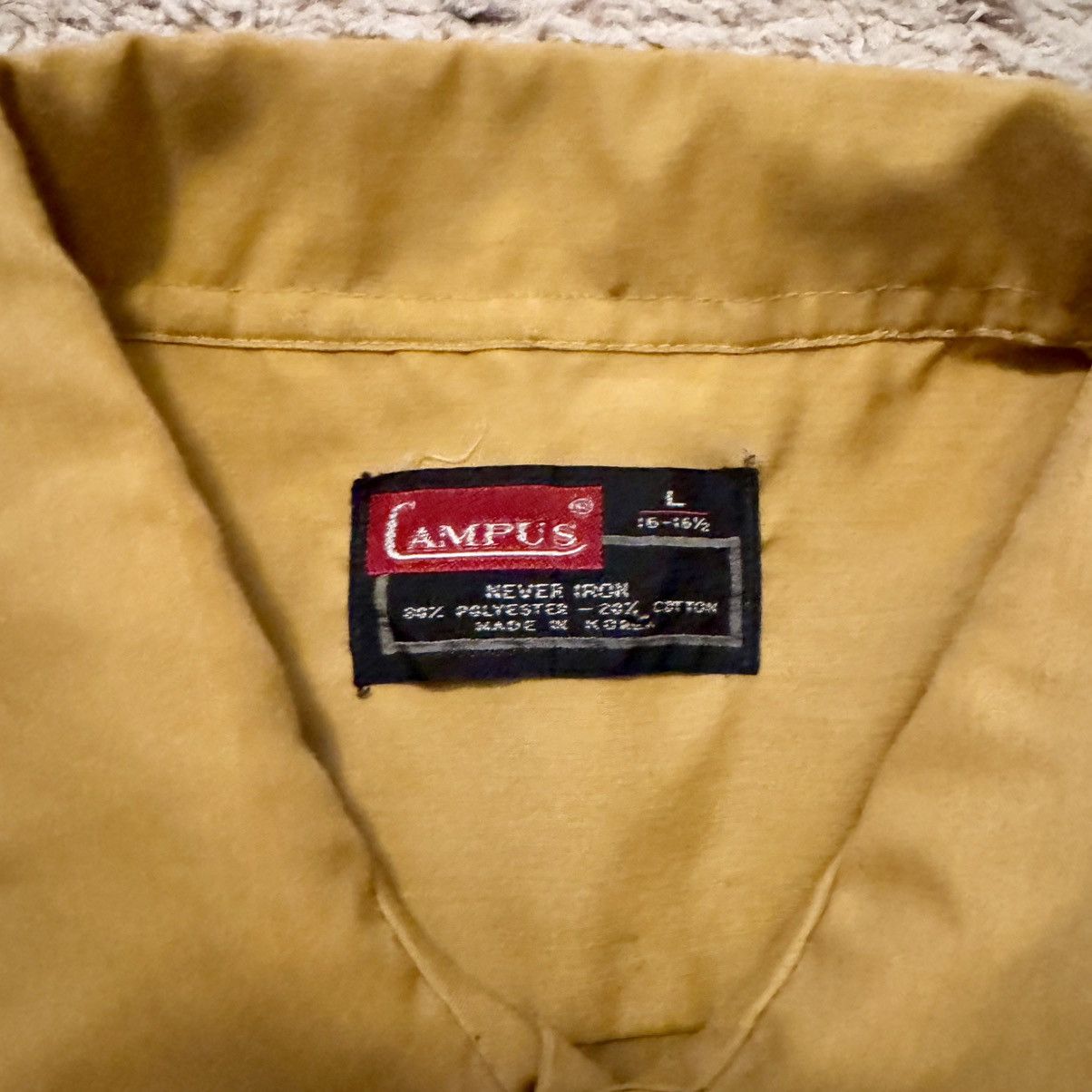 Vintage VINTAGE 60s YELLOW GOLD BUTTON UP! Size US L / EU 52-54 / 3 - 6 Thumbnail