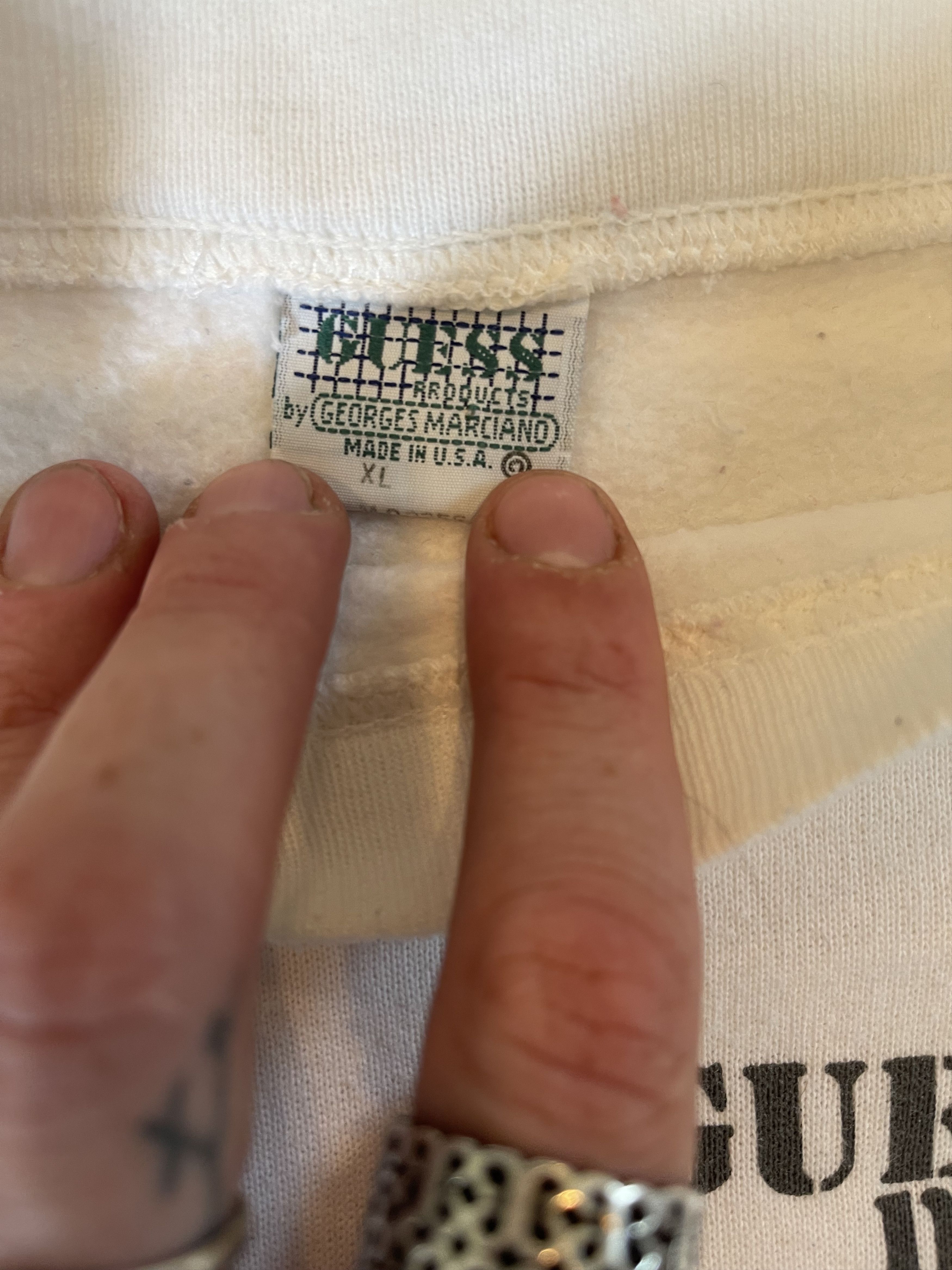 Guess × Vintage 1986 Guess Mens Football Player Graphic Crewneck Size US XL / EU 56 / 4 - 5 Thumbnail